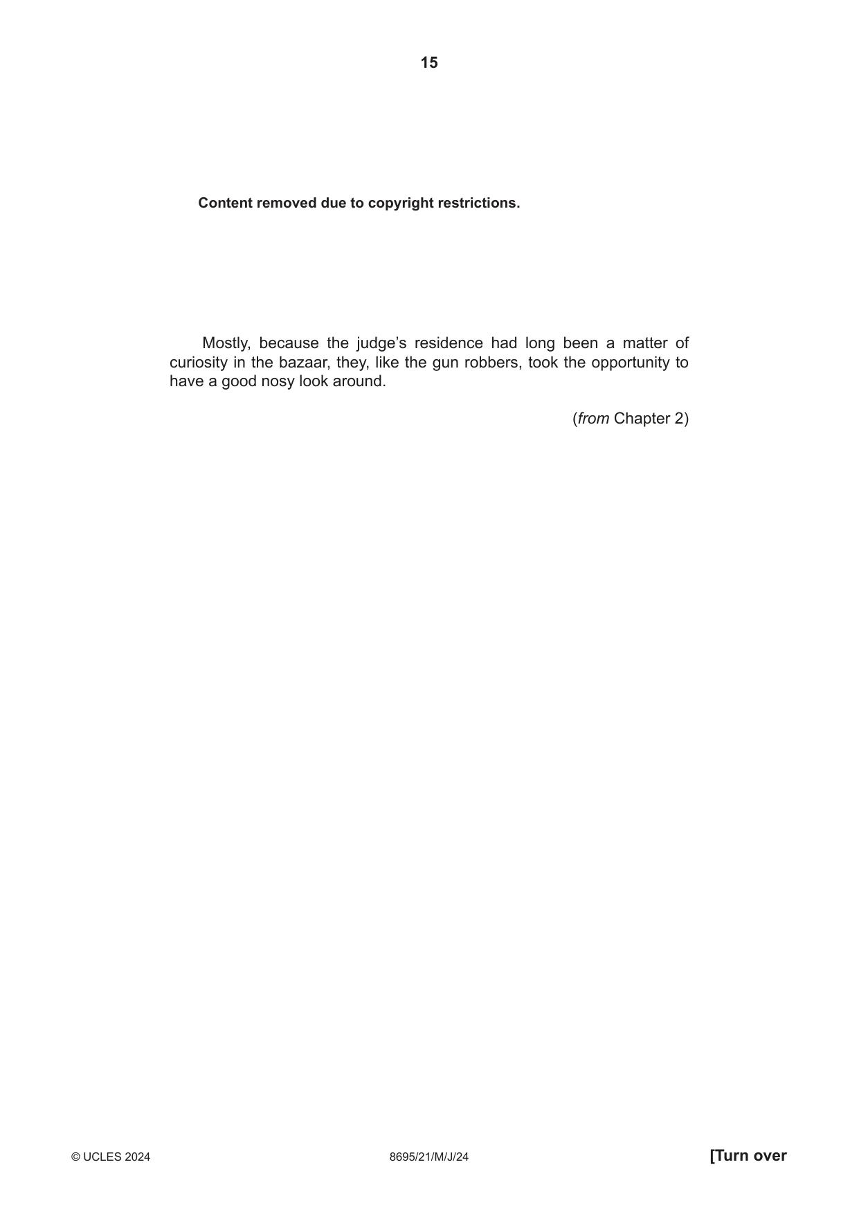 Cambridge A Level English - Language and Literature (AS Level only, from 2016) 8695 2024 May/June Paper 2 · Variant 1 question paper, page 15 of 24
