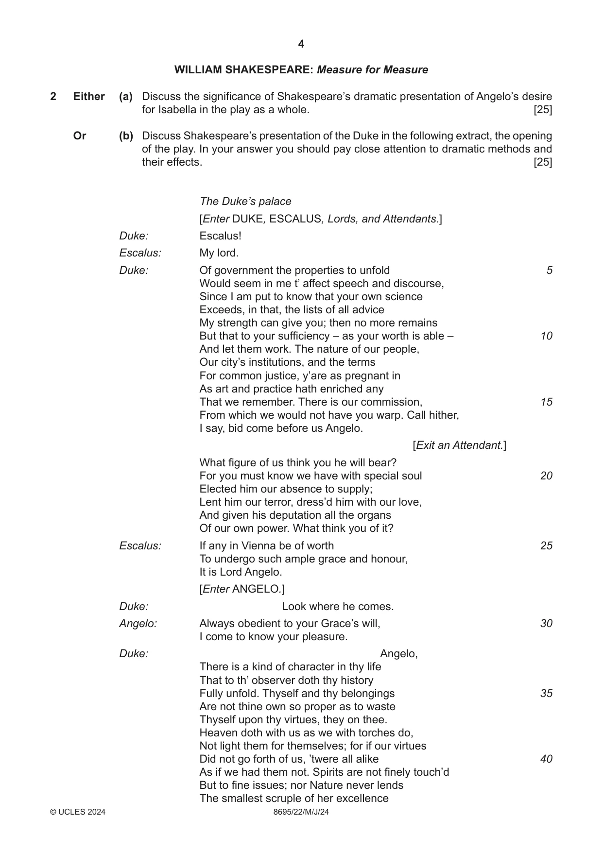 Cambridge A Level English - Language and Literature (AS Level only, from 2016) 8695 2024 May/June Paper 2 · Variant 2 question paper, page 4 of 24