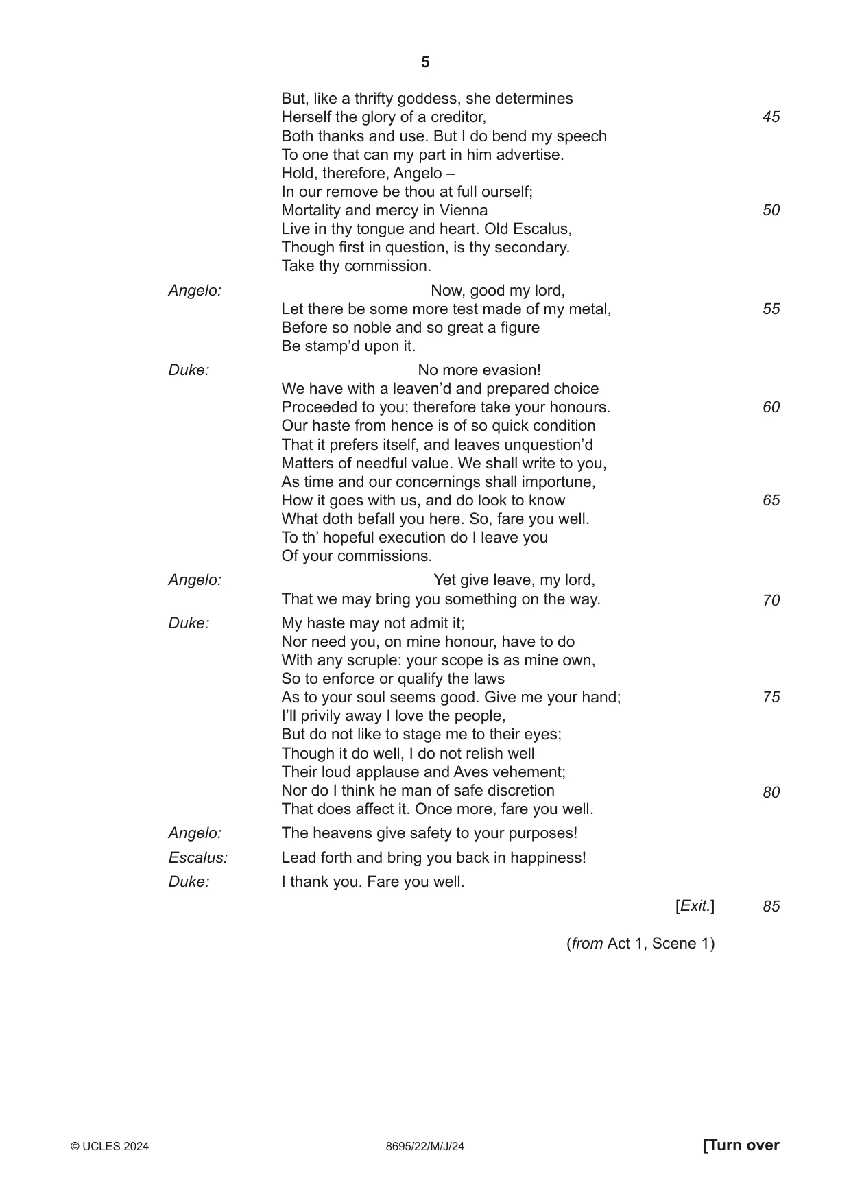 Cambridge A Level English - Language and Literature (AS Level only, from 2016) 8695 2024 May/June Paper 2 · Variant 2 question paper, page 5 of 24