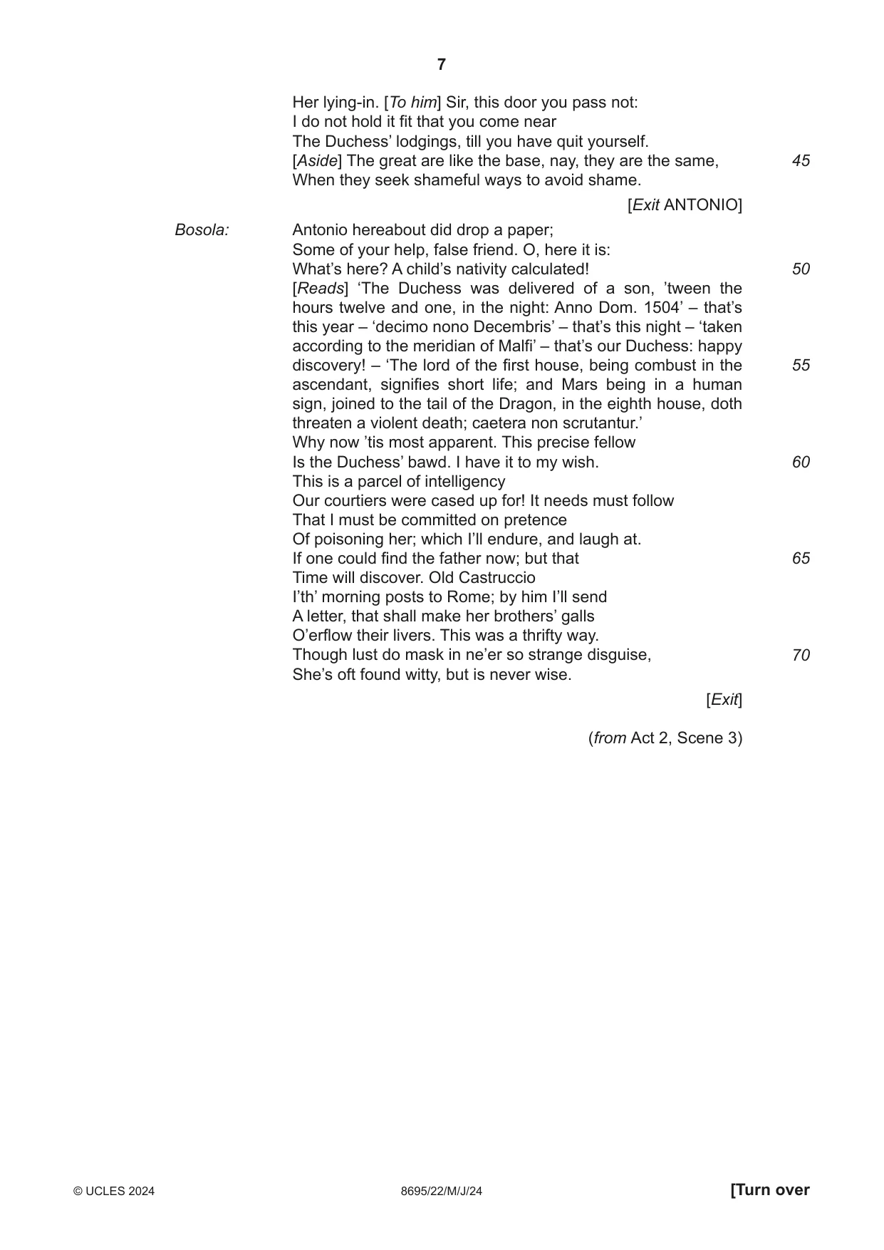 Cambridge A Level English - Language and Literature (AS Level only, from 2016) 8695 2024 May/June Paper 2 · Variant 2 question paper, page 7 of 24