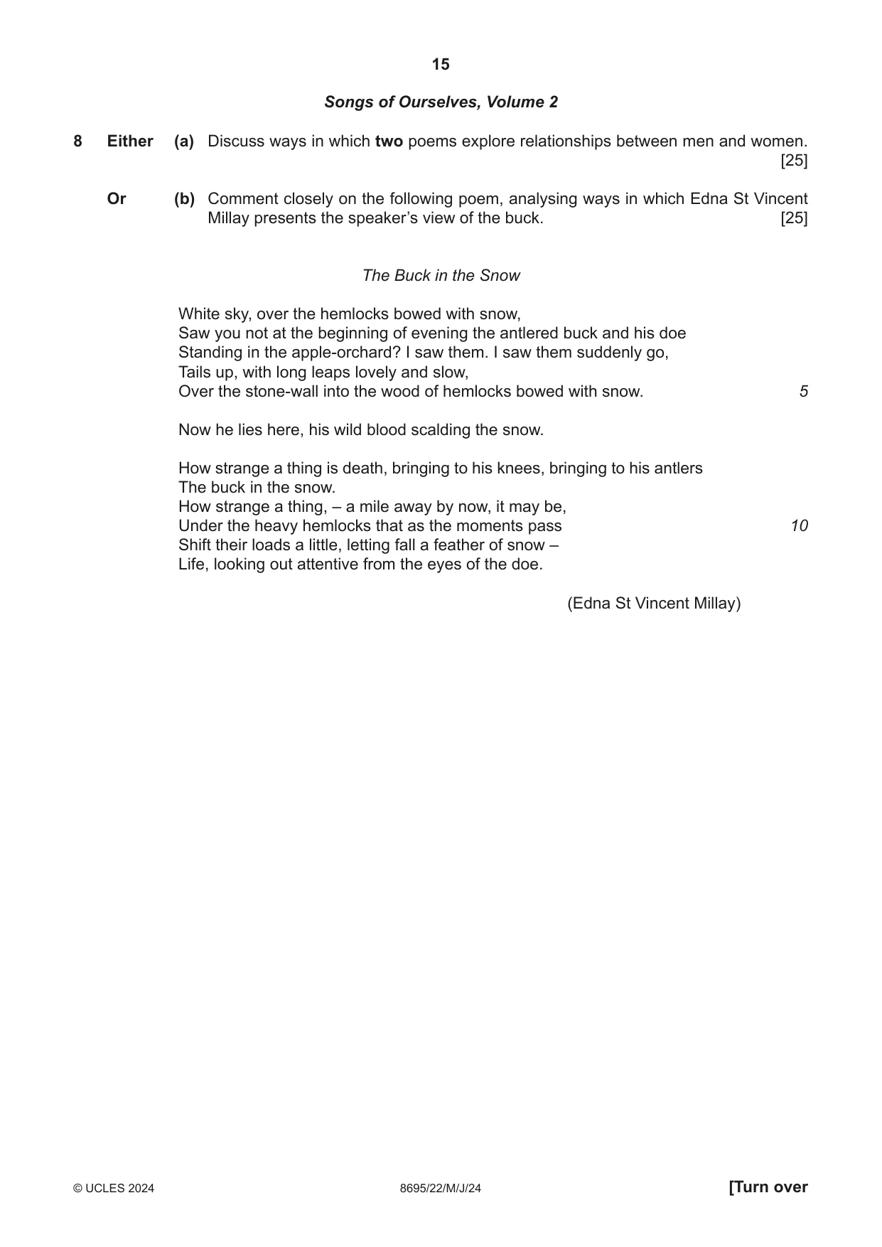 Cambridge A Level English - Language and Literature (AS Level only, from 2016) 8695 2024 May/June Paper 2 · Variant 2 question paper, page 15 of 24