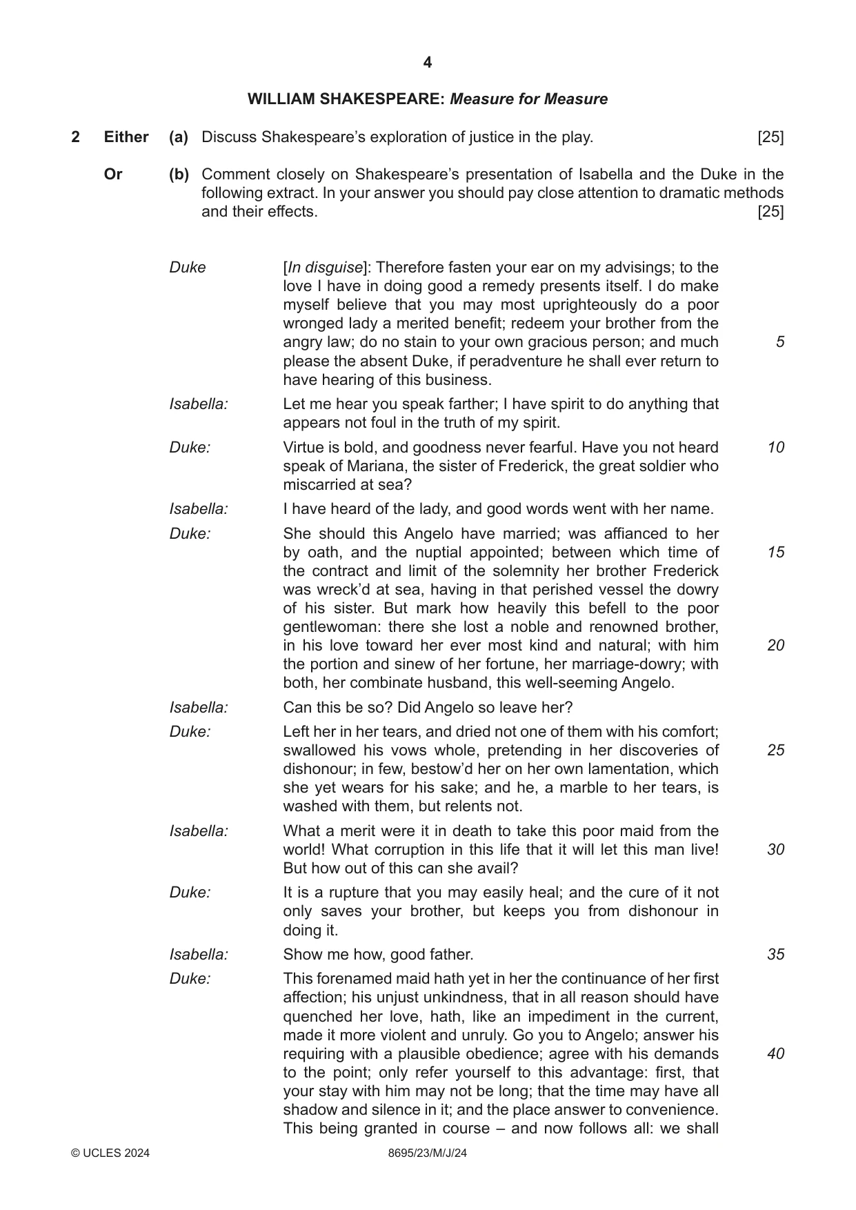 Cambridge A Level English - Language and Literature (AS Level only, from 2016) 8695 2024 May/June Paper 2 · Variant 3 question paper, page 4 of 24