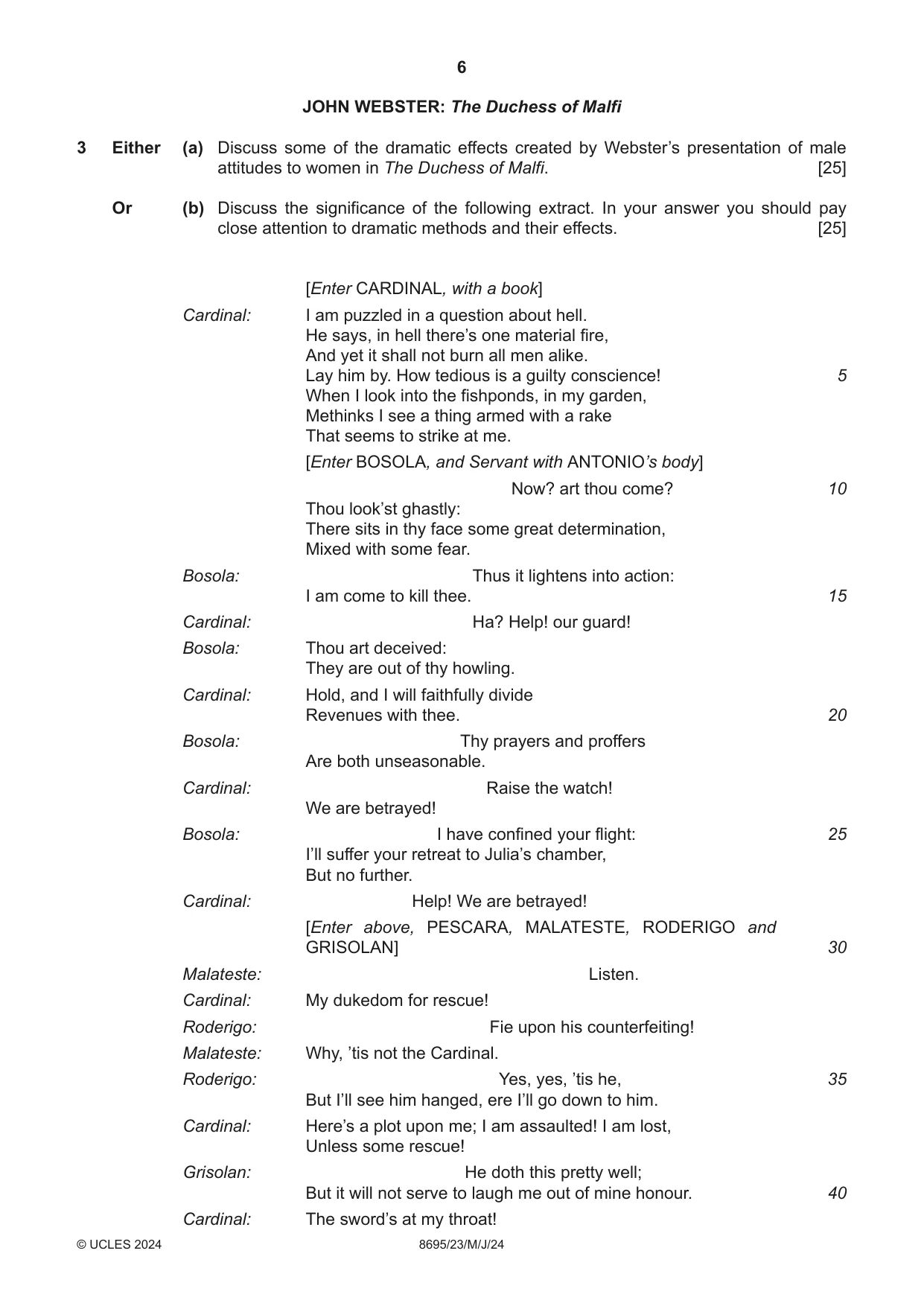 Cambridge A Level English - Language and Literature (AS Level only, from 2016) 8695 2024 May/June Paper 2 · Variant 3 question paper, page 6 of 24