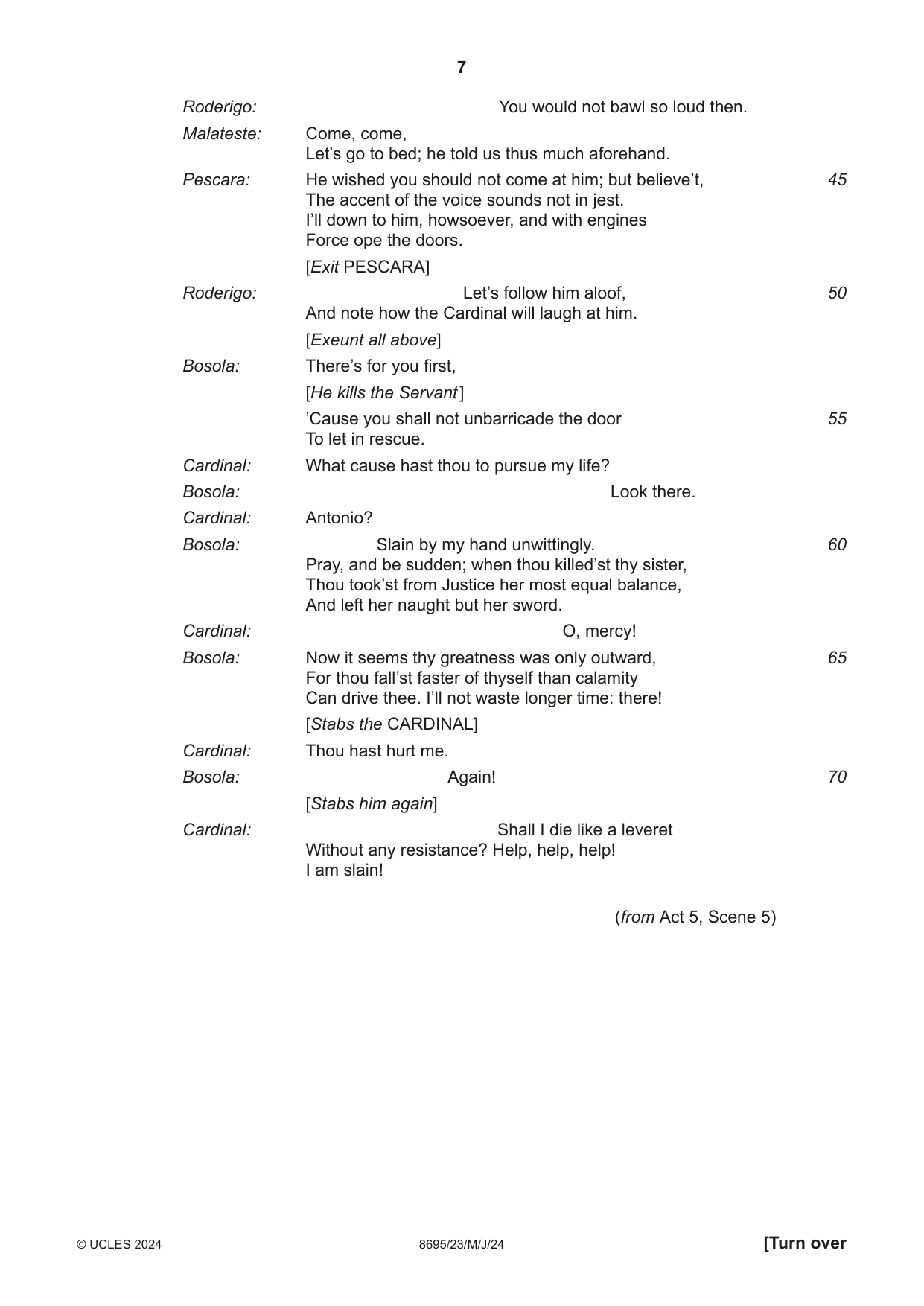 Cambridge A Level English - Language and Literature (AS Level only, from 2016) 8695 2024 May/June Paper 2 · Variant 3 question paper, page 7 of 24