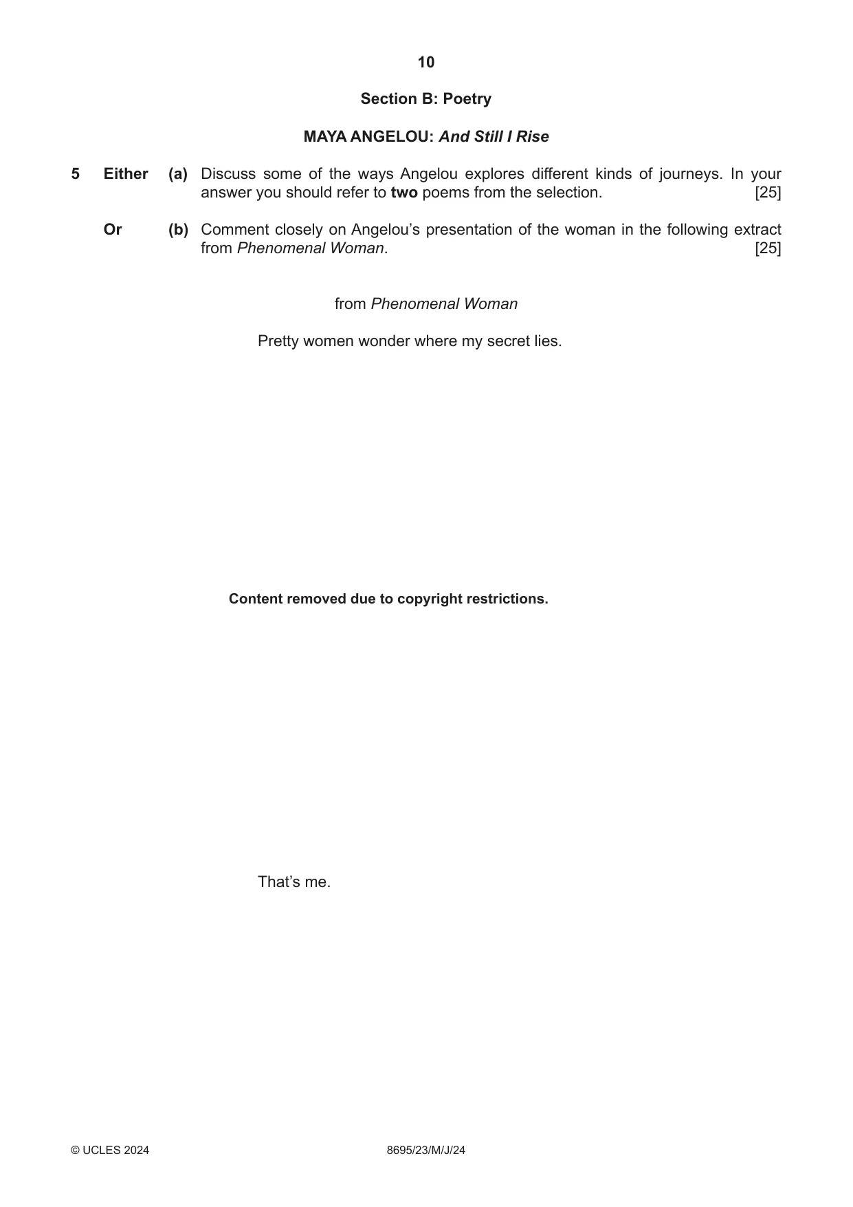 Cambridge A Level English - Language and Literature (AS Level only, from 2016) 8695 2024 May/June Paper 2 · Variant 3 question paper, page 10 of 24