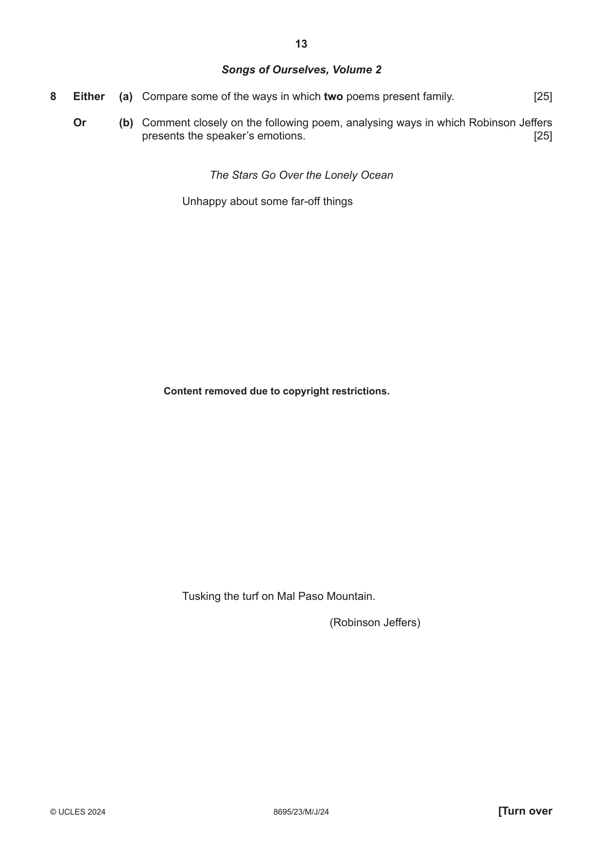 Cambridge A Level English - Language and Literature (AS Level only, from 2016) 8695 2024 May/June Paper 2 · Variant 3 question paper, page 13 of 24