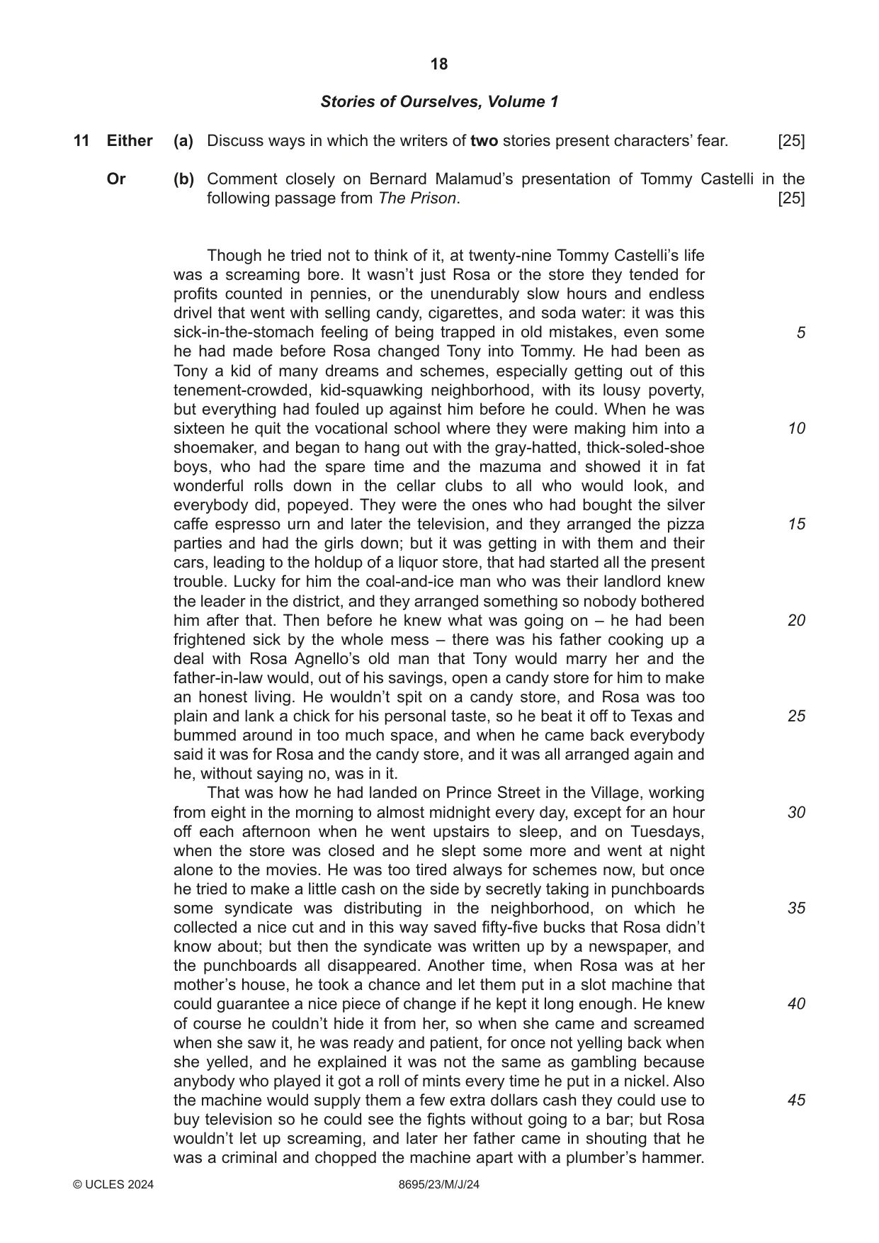 Cambridge A Level English - Language and Literature (AS Level only, from 2016) 8695 2024 May/June Paper 2 · Variant 3 question paper, page 18 of 24