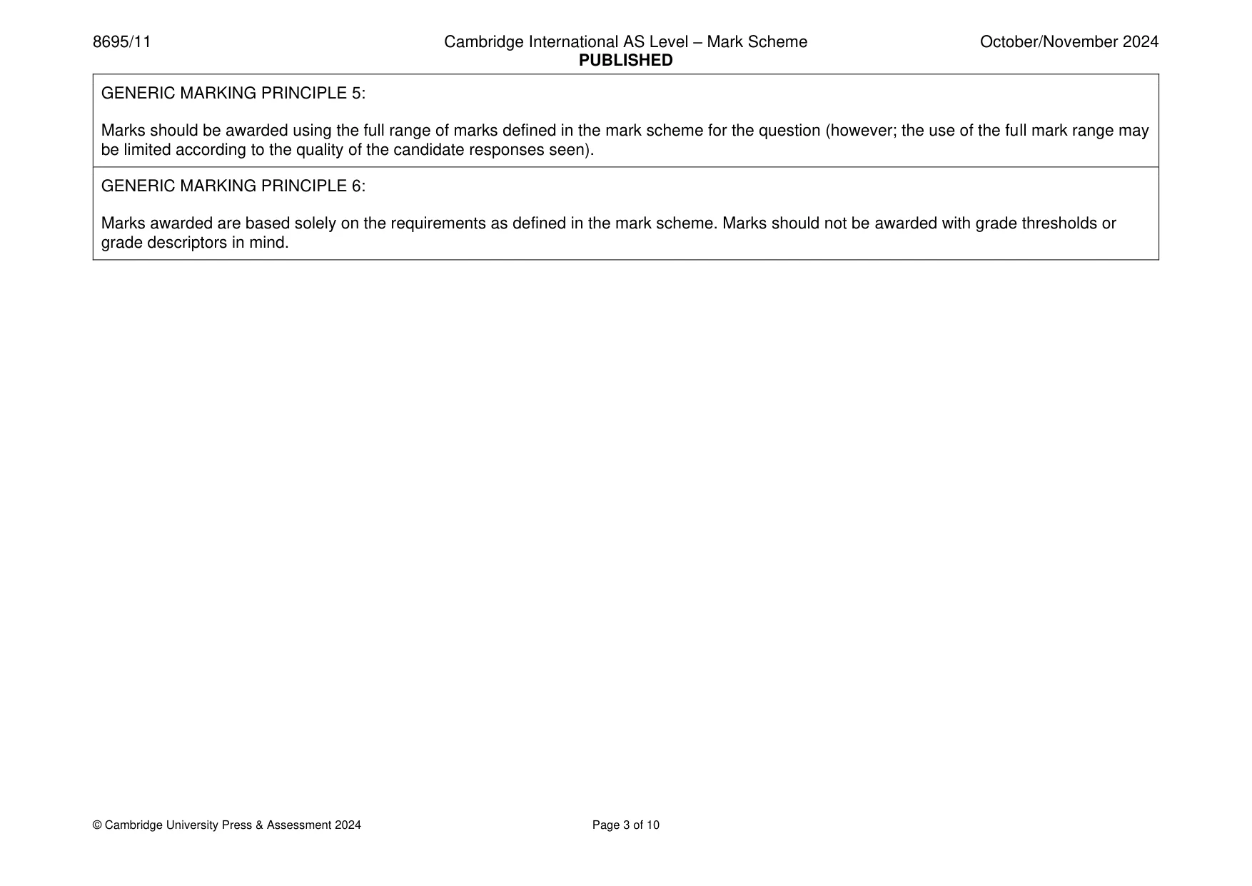 Mark scheme, page 3 of 10