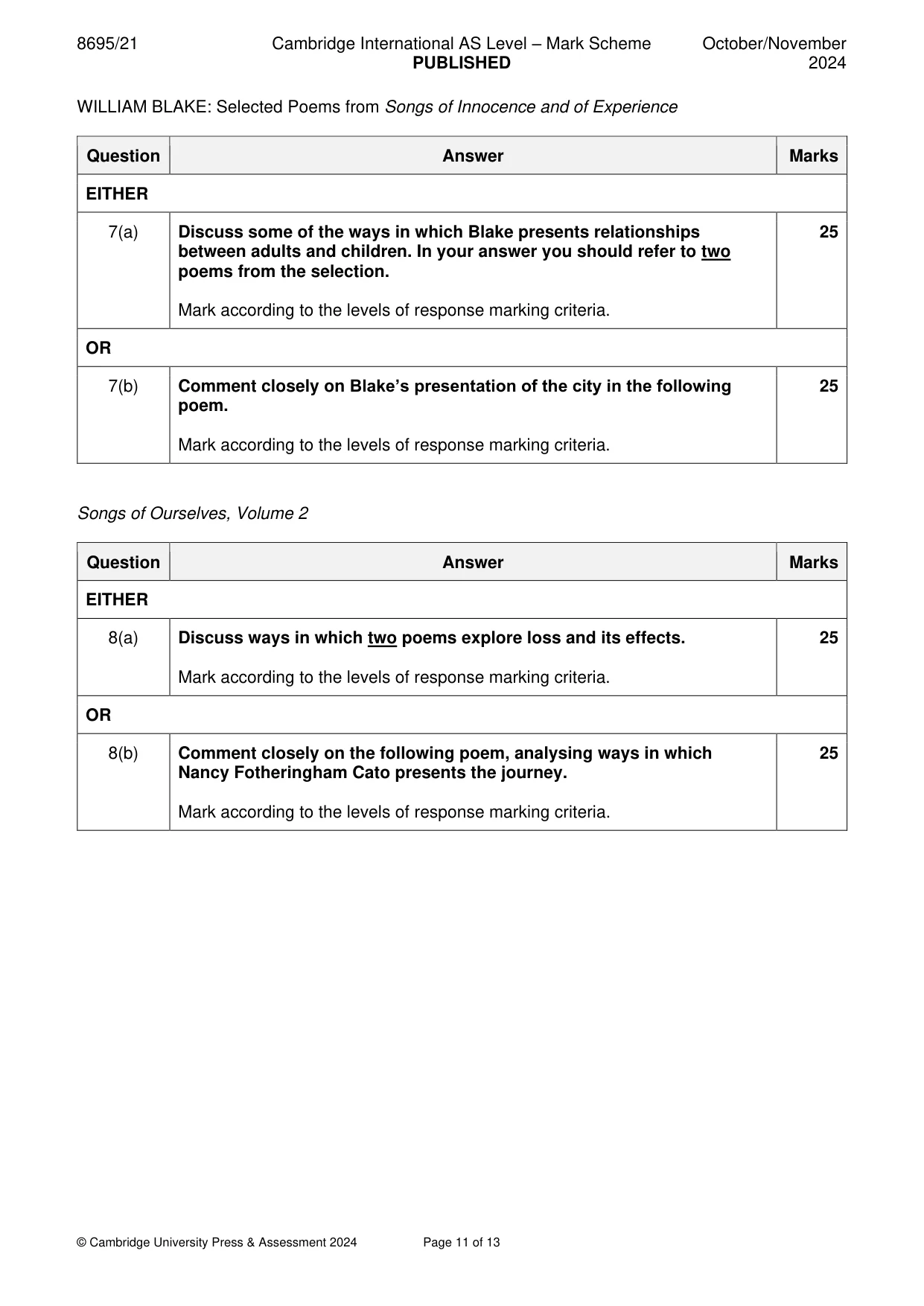 Mark scheme, page 11 of 13