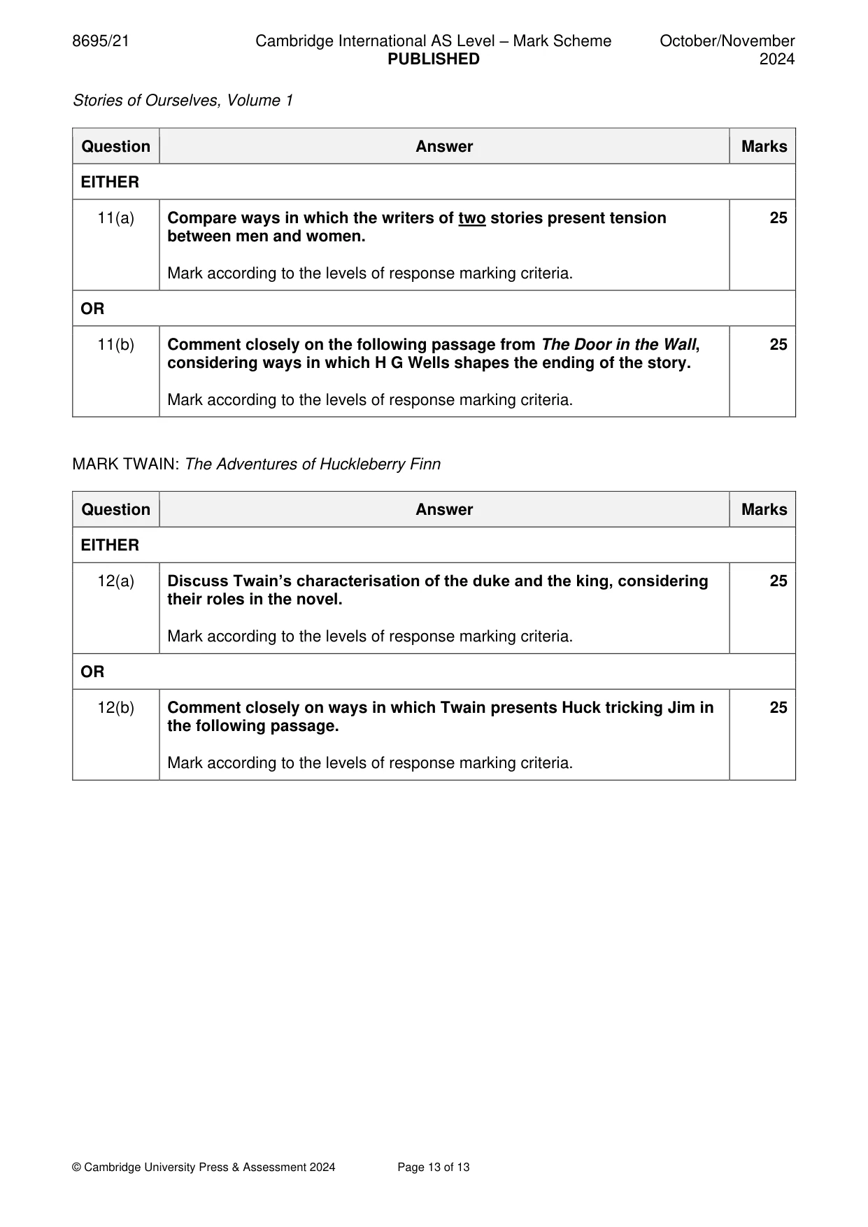 Mark scheme, page 13 of 13
