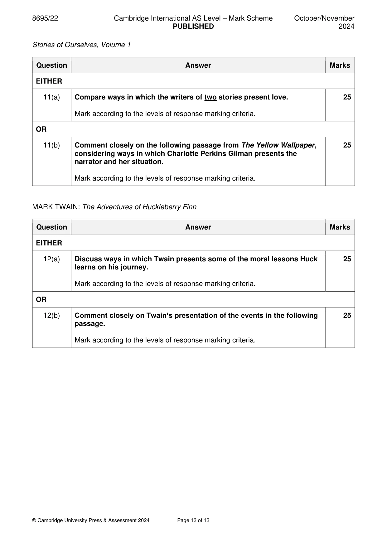 Mark scheme, page 13 of 13