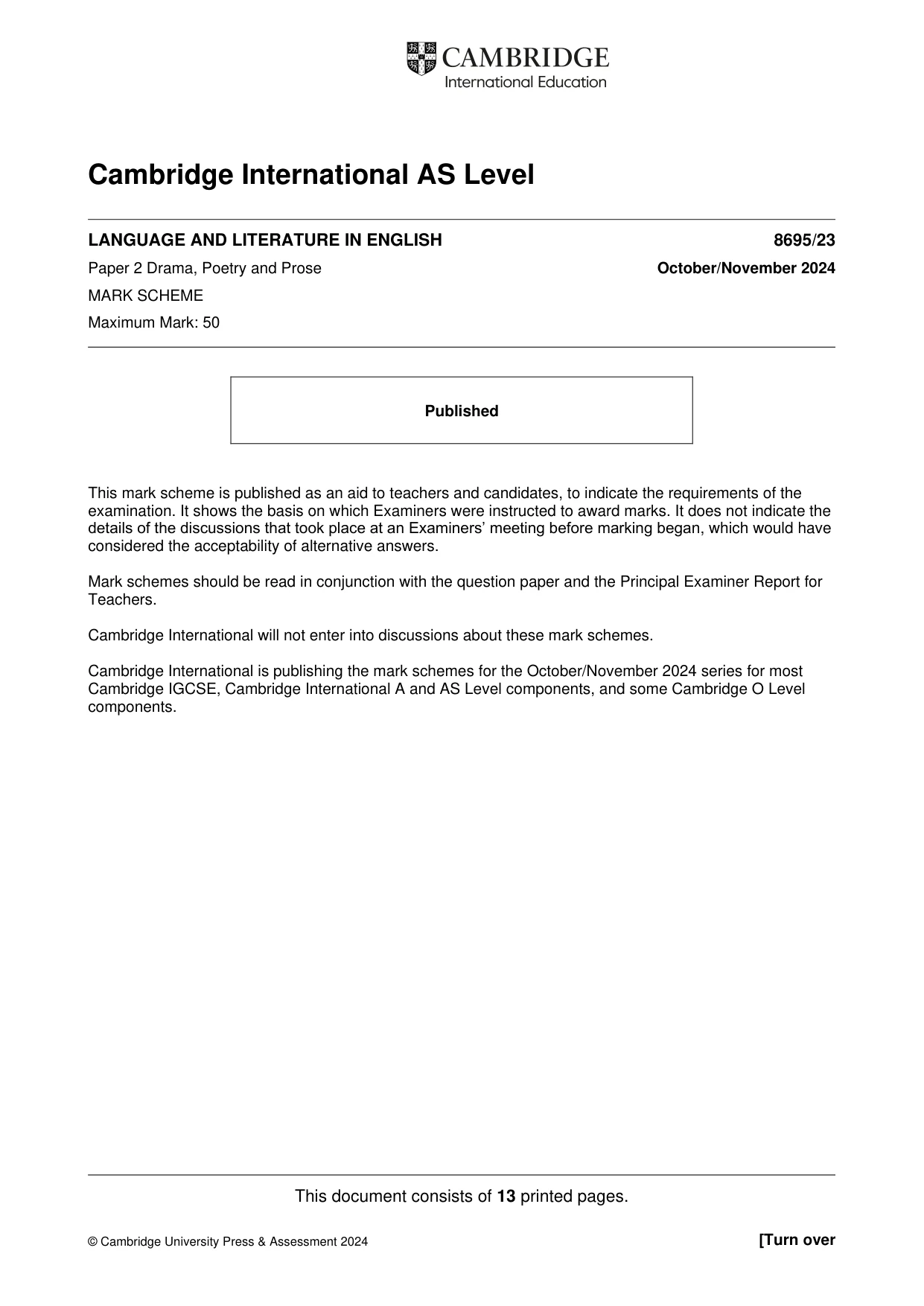 Mark scheme, page 1 of 13