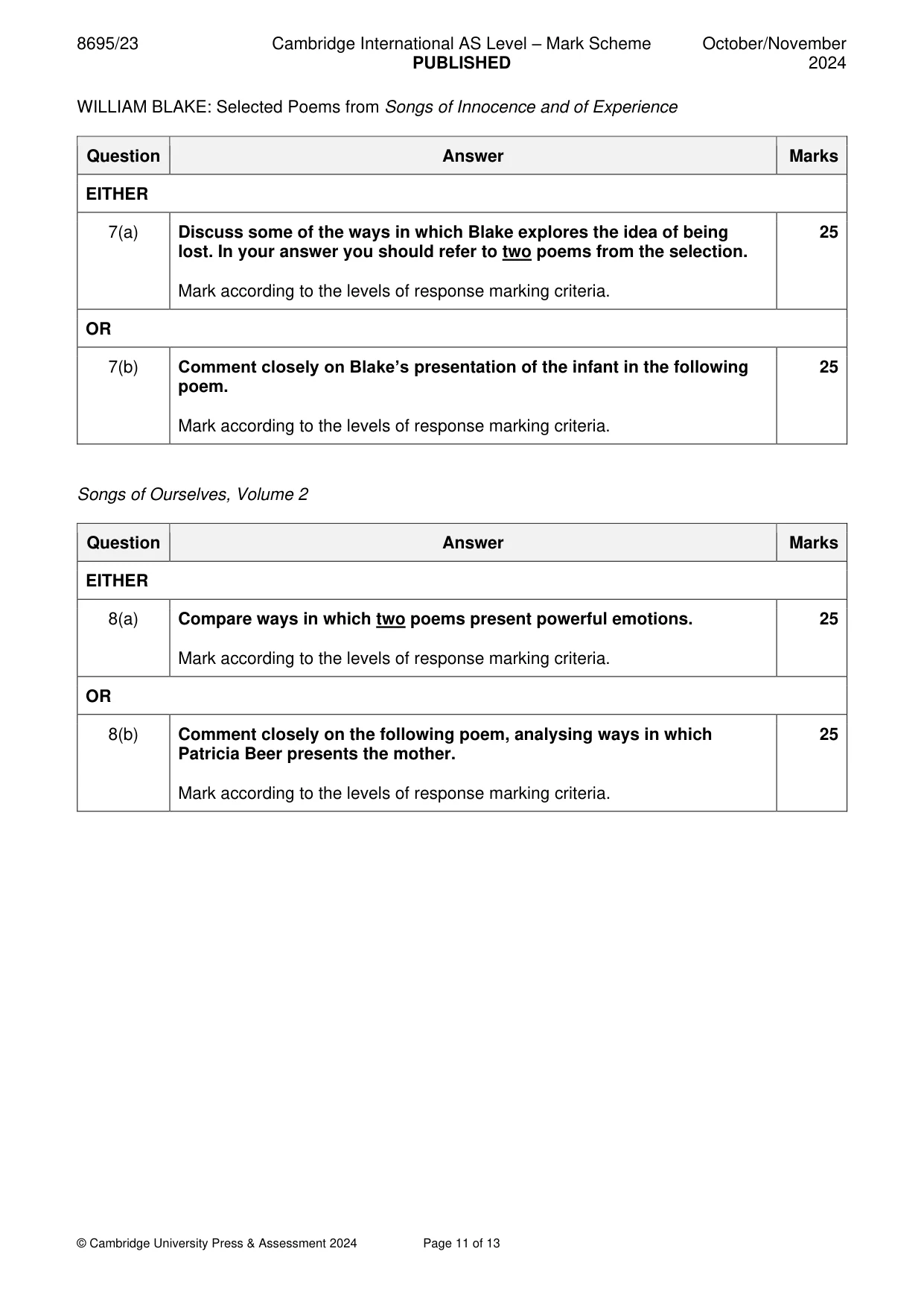 Mark scheme, page 11 of 13