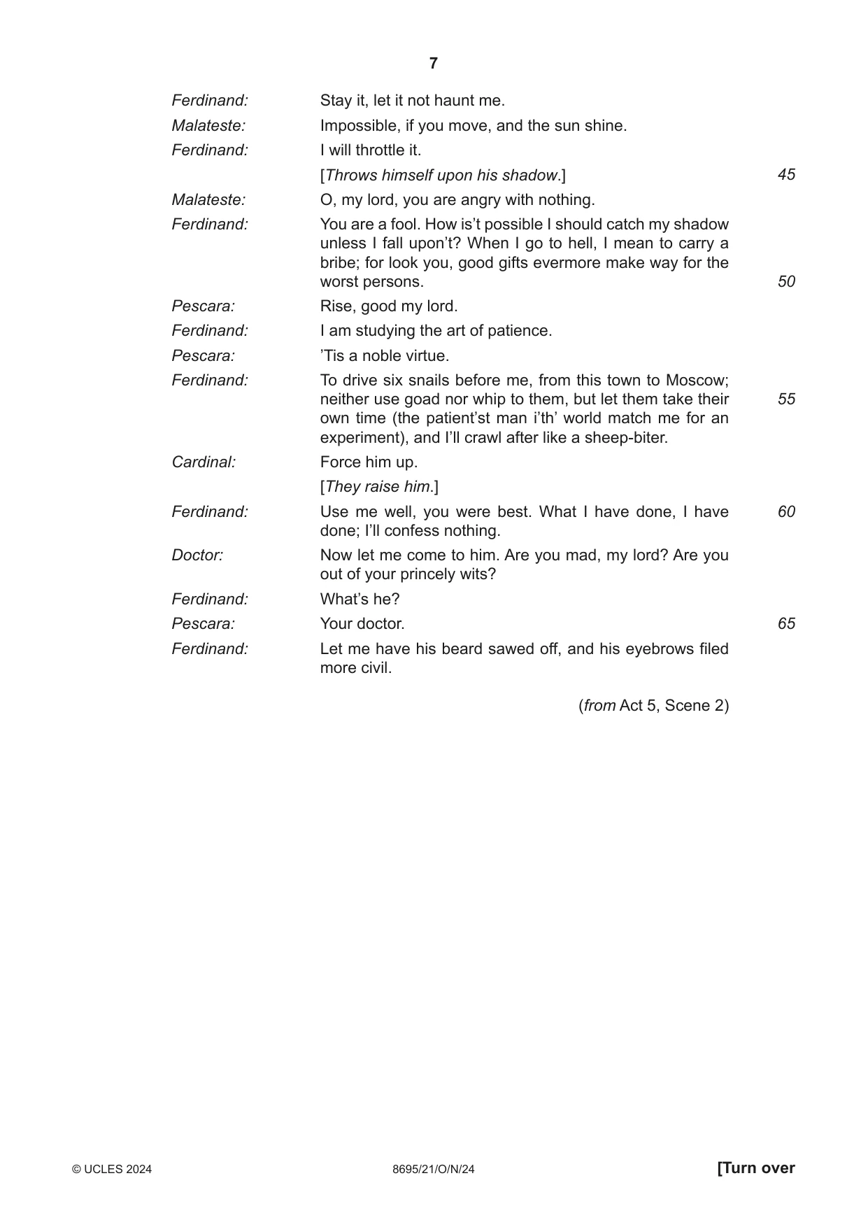 Cambridge A Level English - Language and Literature (AS Level only, from 2016) 8695 2024 Oct/Nov Paper 2 · Variant 1 question paper, page 7 of 24
