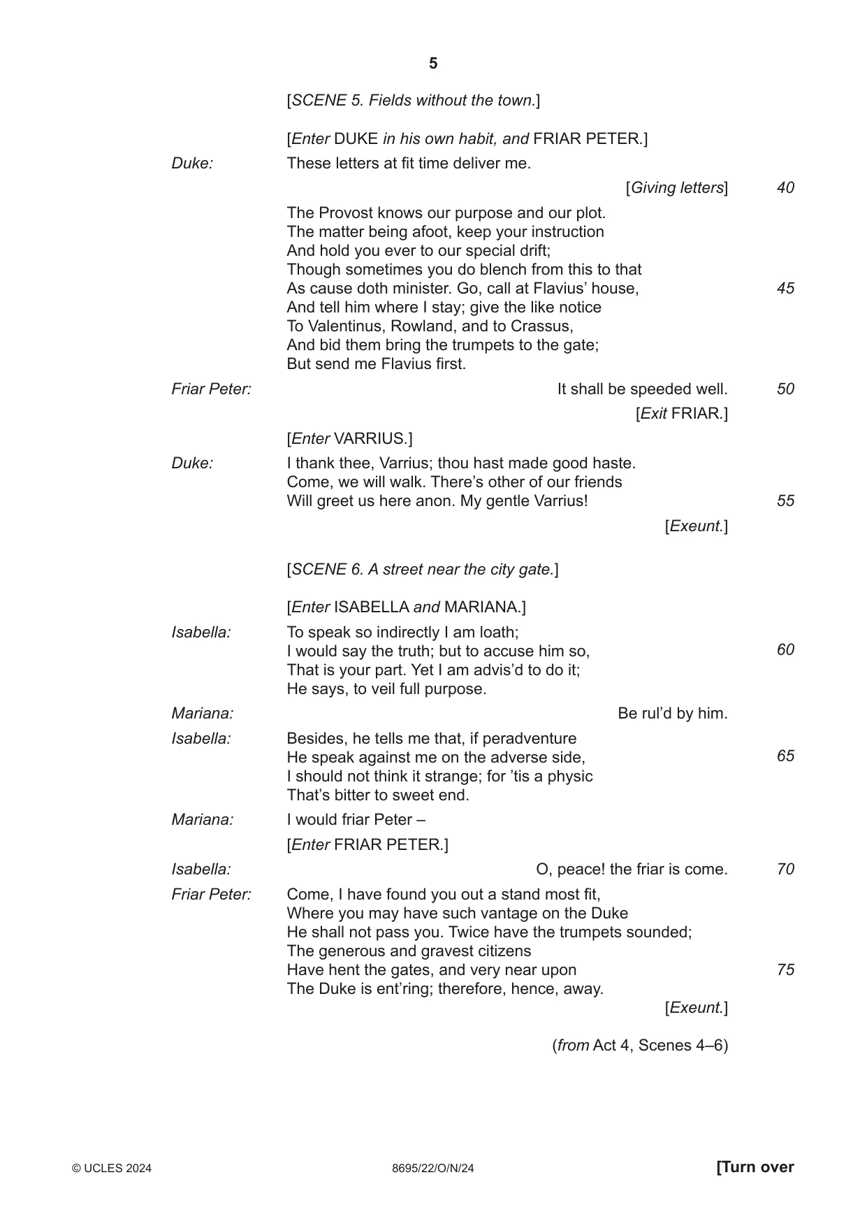 Cambridge A Level English - Language and Literature (AS Level only, from 2016) 8695 2024 Oct/Nov Paper 2 · Variant 2 question paper, page 5 of 24