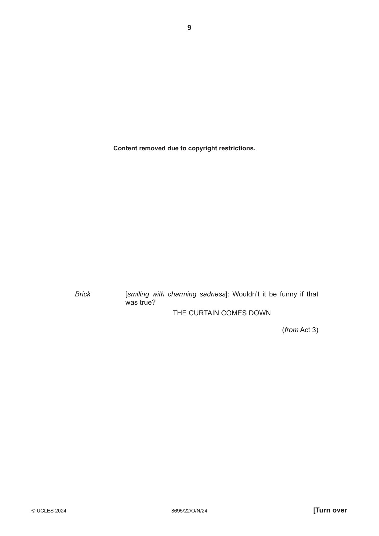 Cambridge A Level English - Language and Literature (AS Level only, from 2016) 8695 2024 Oct/Nov Paper 2 · Variant 2 question paper, page 9 of 24