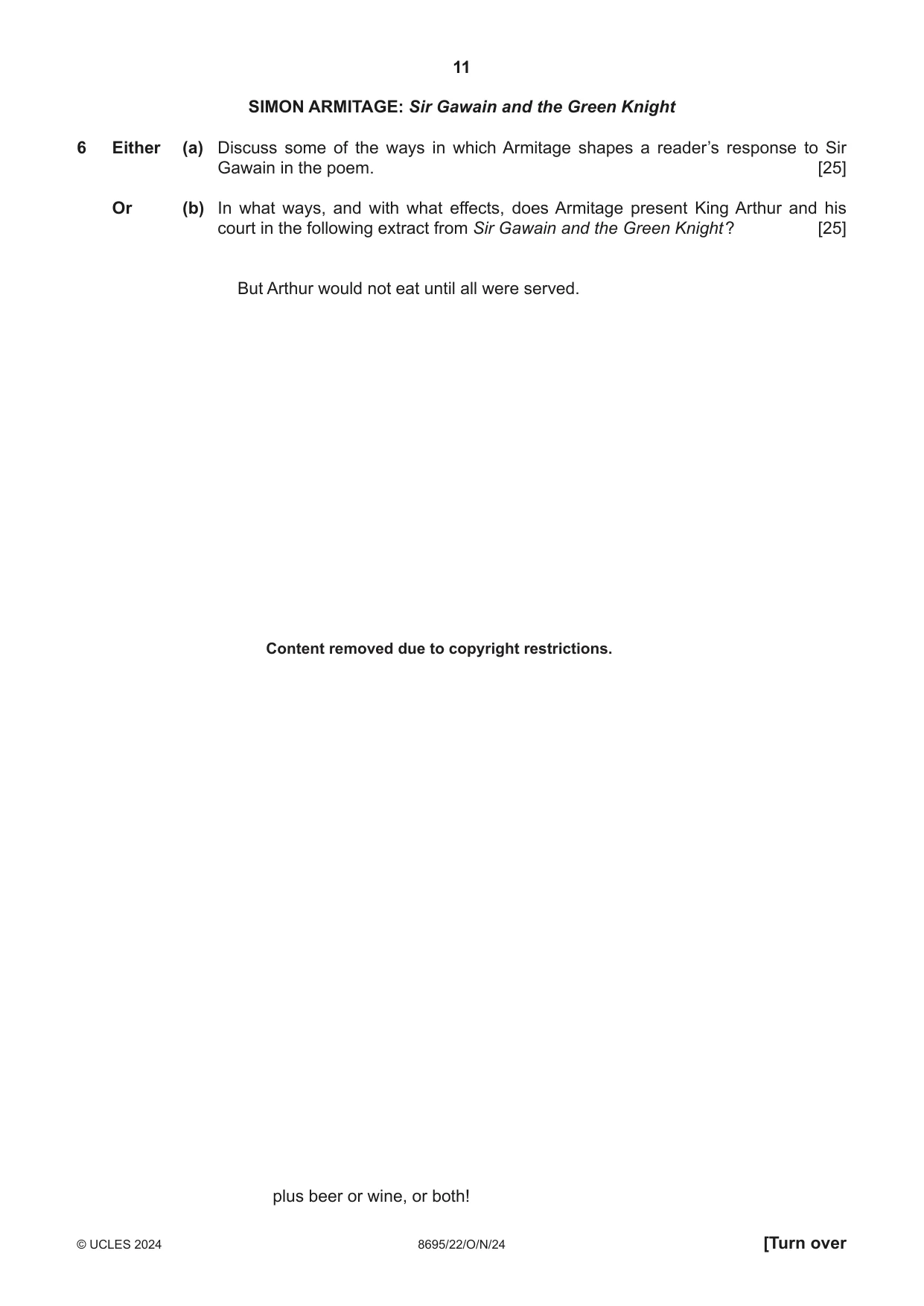 Cambridge A Level English - Language and Literature (AS Level only, from 2016) 8695 2024 Oct/Nov Paper 2 · Variant 2 question paper, page 11 of 24