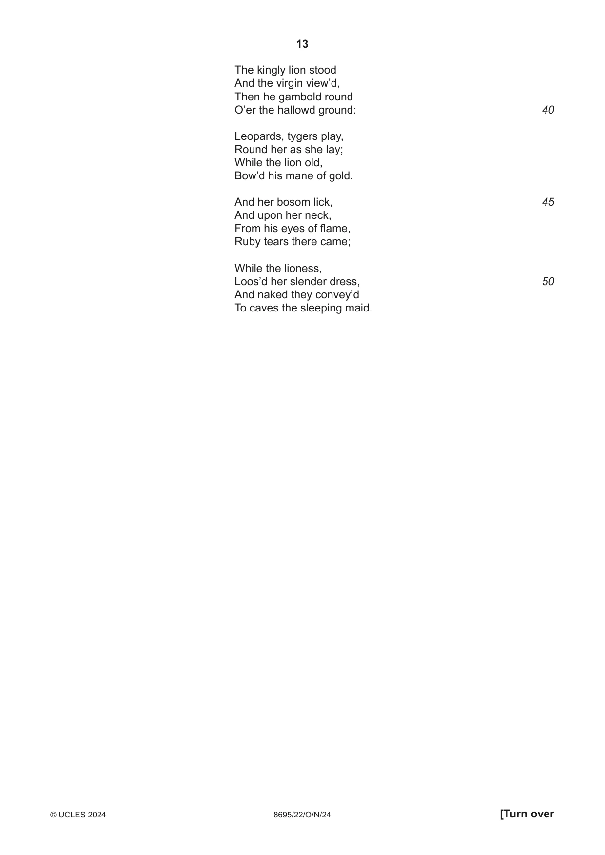 Cambridge A Level English - Language and Literature (AS Level only, from 2016) 8695 2024 Oct/Nov Paper 2 · Variant 2 question paper, page 13 of 24