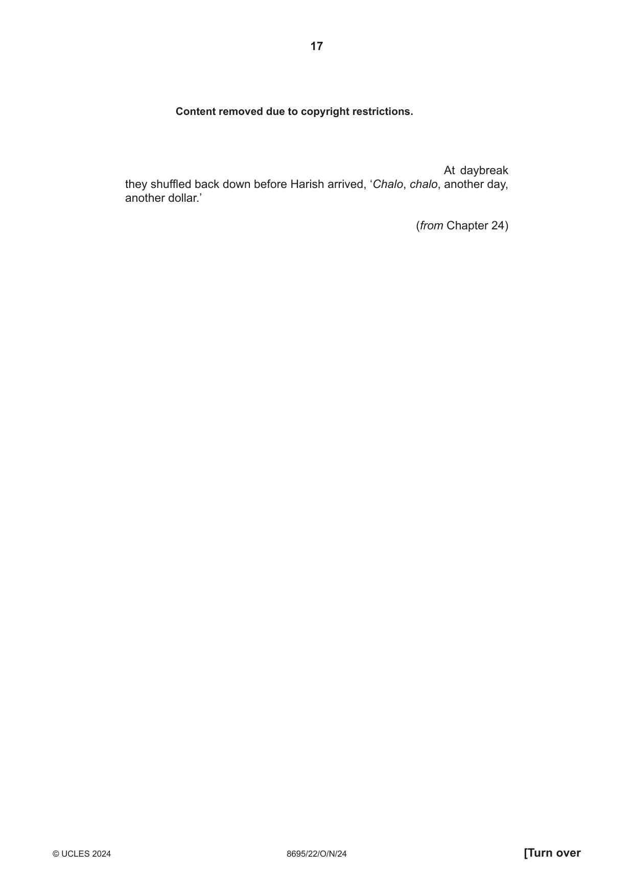 Cambridge A Level English - Language and Literature (AS Level only, from 2016) 8695 2024 Oct/Nov Paper 2 · Variant 2 question paper, page 17 of 24