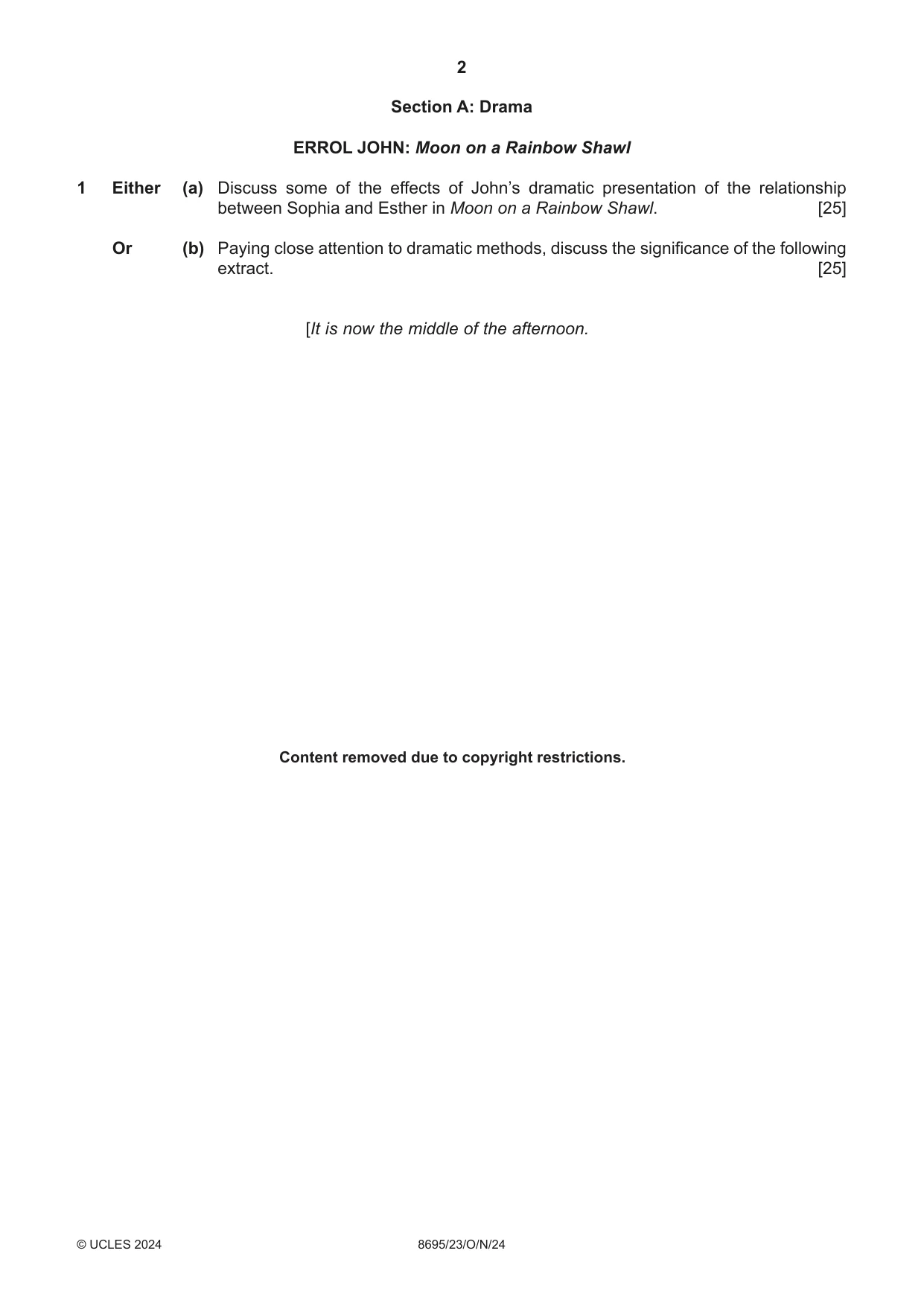 Cambridge A Level English - Language and Literature (AS Level only, from 2016) 8695 2024 Oct/Nov Paper 2 · Variant 3 question paper, page 2 of 24