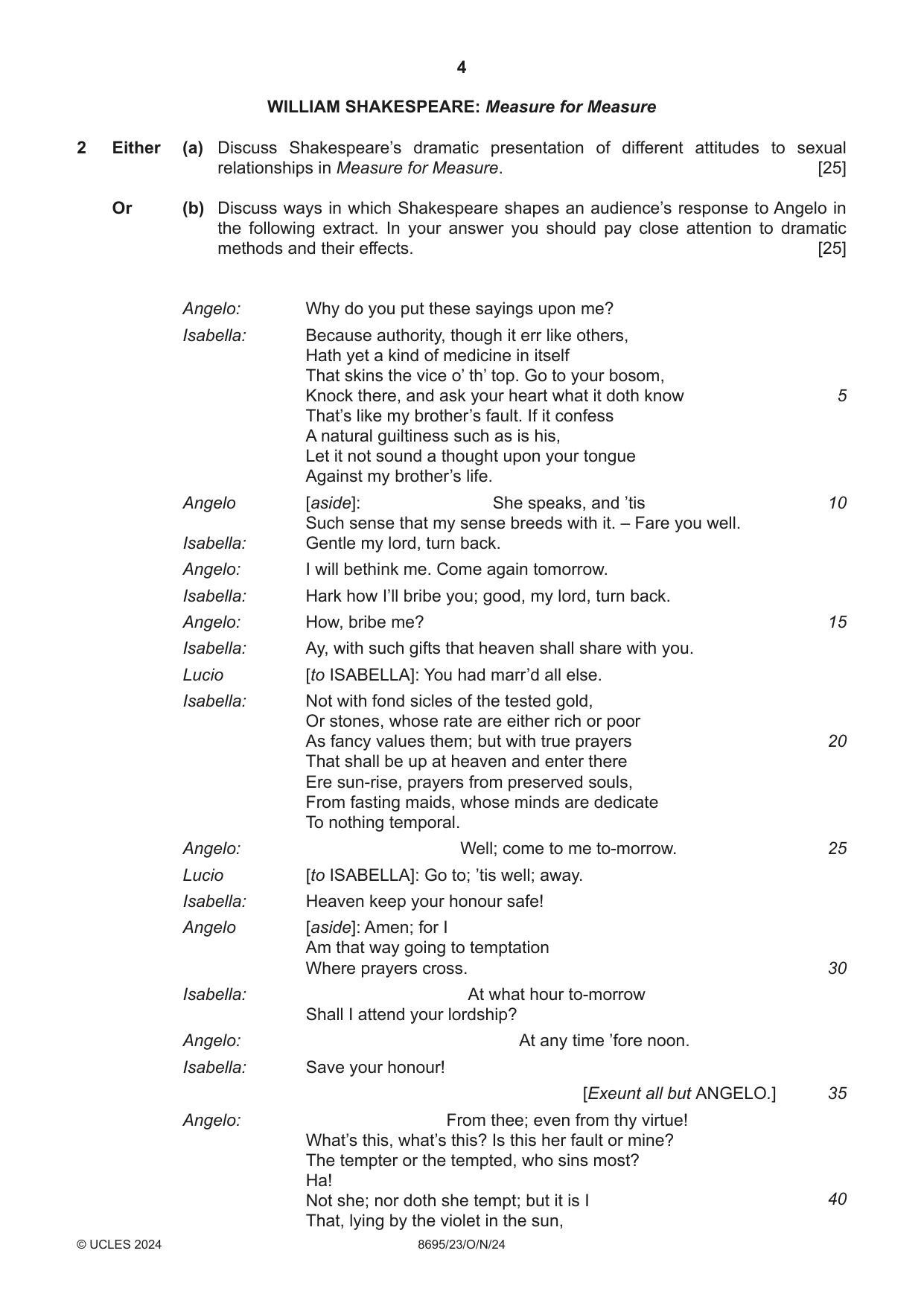 Cambridge A Level English - Language and Literature (AS Level only, from 2016) 8695 2024 Oct/Nov Paper 2 · Variant 3 question paper, page 4 of 24