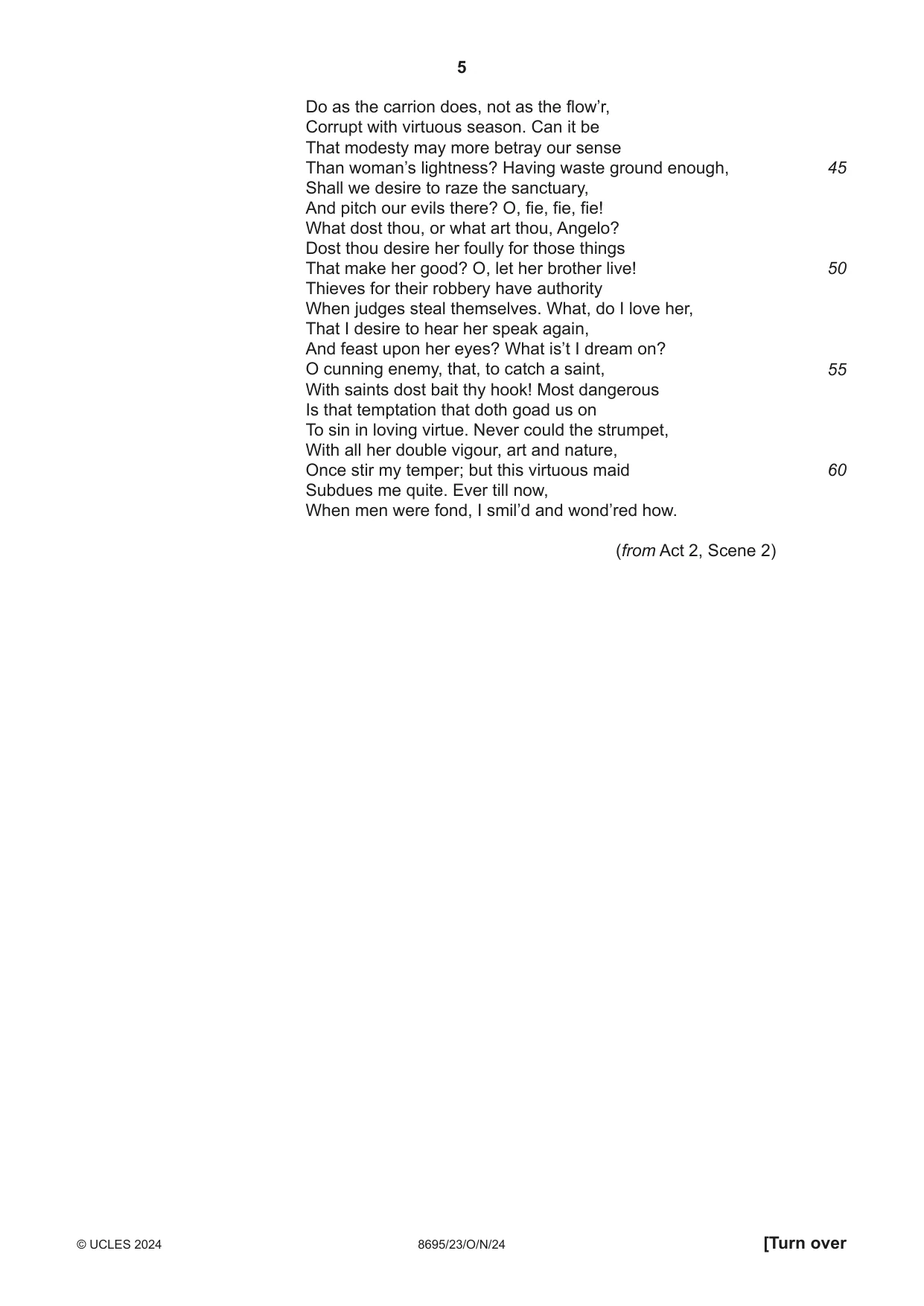 Cambridge A Level English - Language and Literature (AS Level only, from 2016) 8695 2024 Oct/Nov Paper 2 · Variant 3 question paper, page 5 of 24