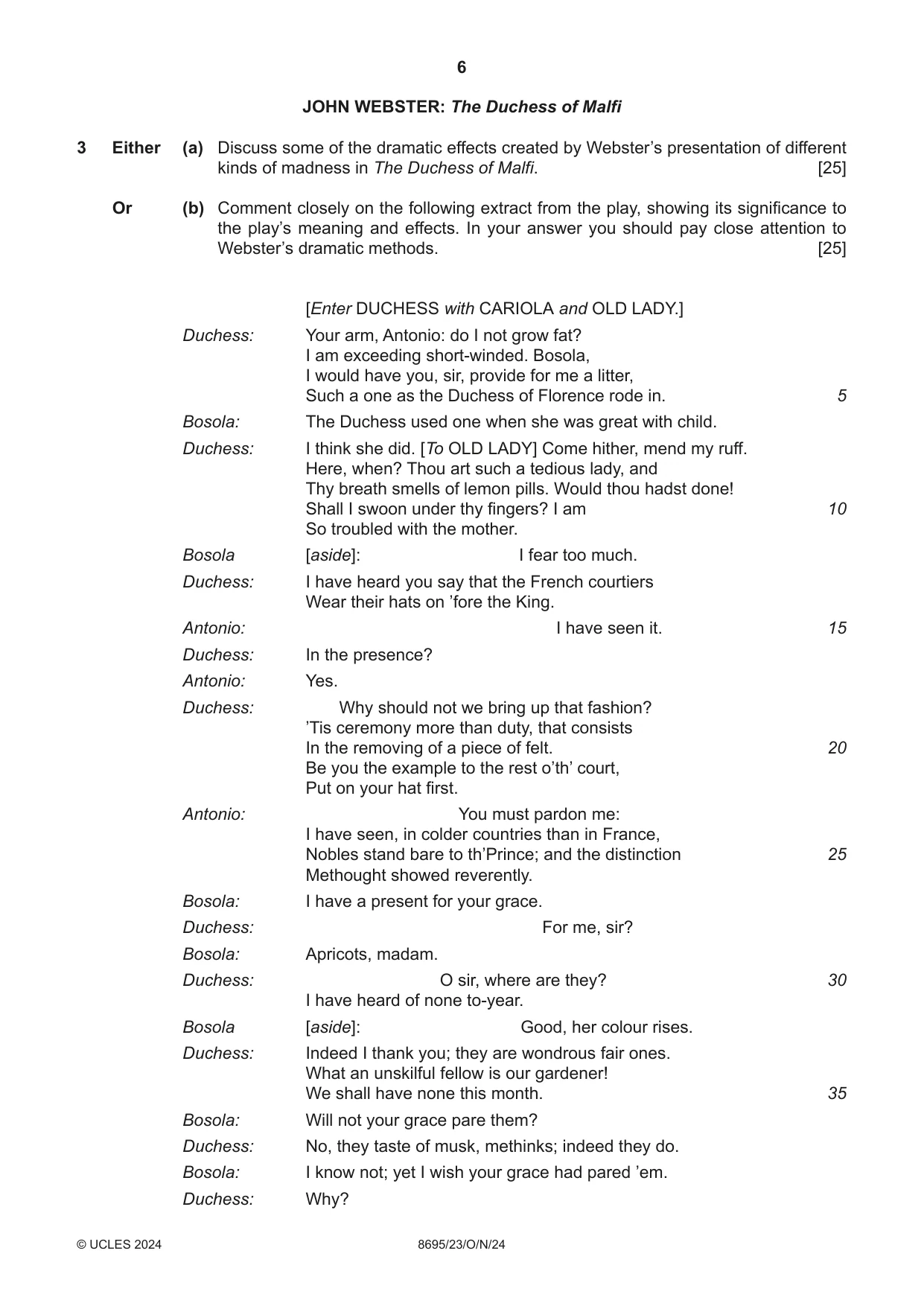 Cambridge A Level English - Language and Literature (AS Level only, from 2016) 8695 2024 Oct/Nov Paper 2 · Variant 3 question paper, page 6 of 24