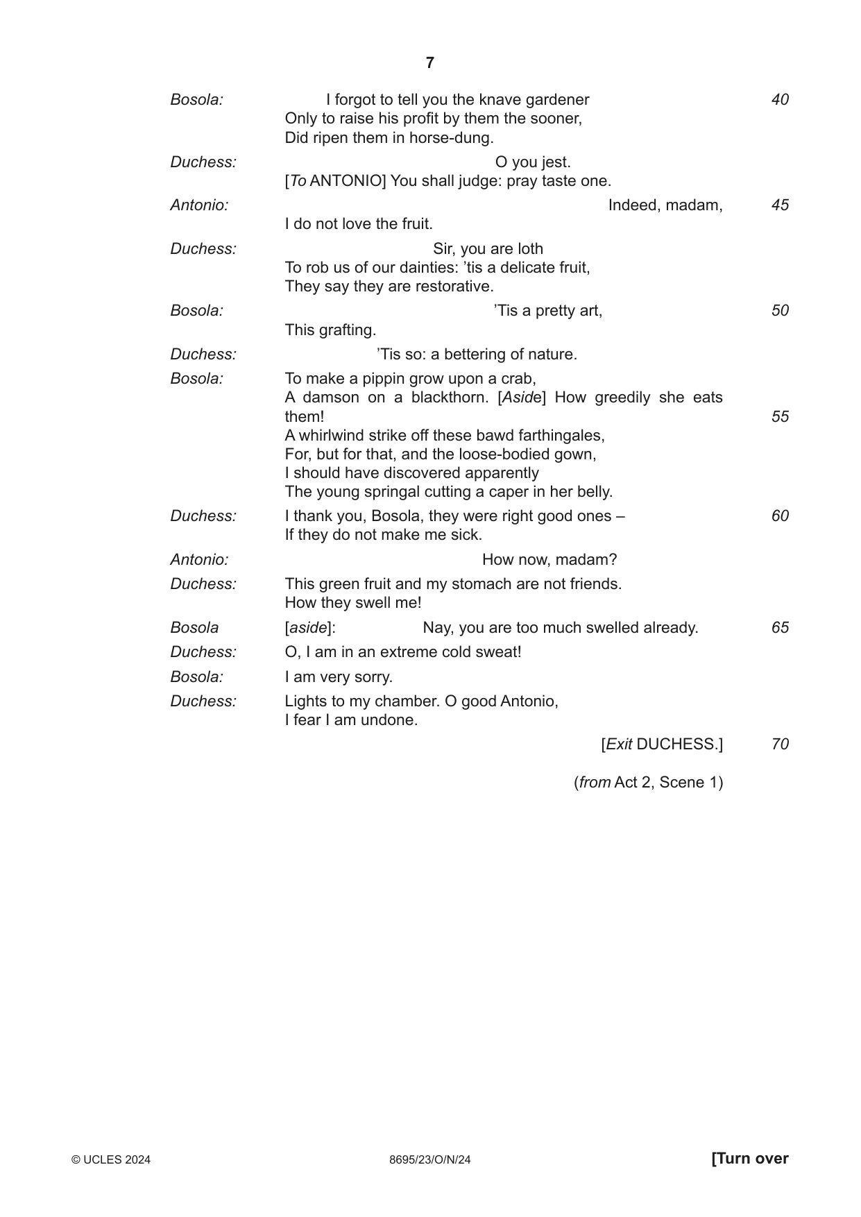 Cambridge A Level English - Language and Literature (AS Level only, from 2016) 8695 2024 Oct/Nov Paper 2 · Variant 3 question paper, page 7 of 24