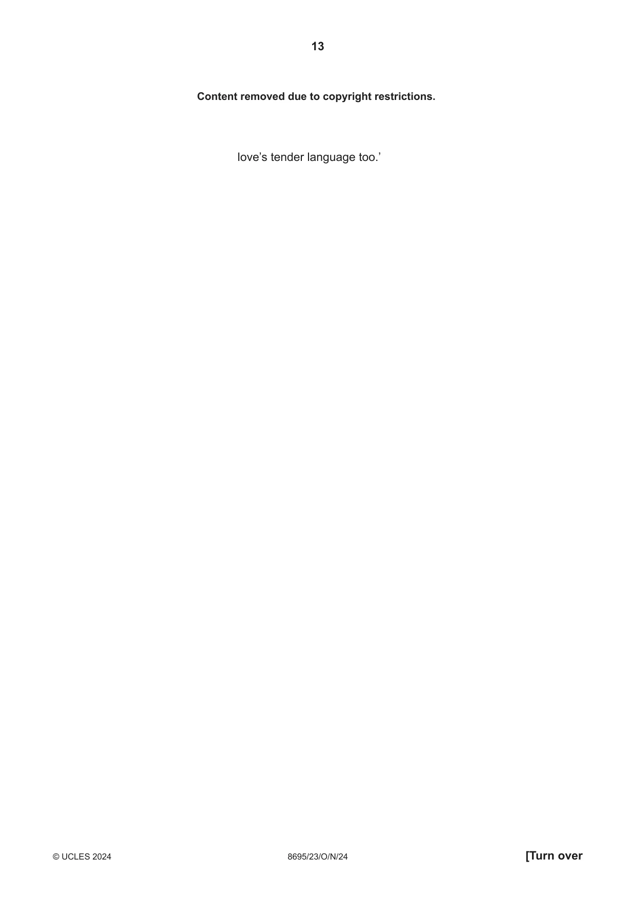Cambridge A Level English - Language and Literature (AS Level only, from 2016) 8695 2024 Oct/Nov Paper 2 · Variant 3 question paper, page 13 of 24
