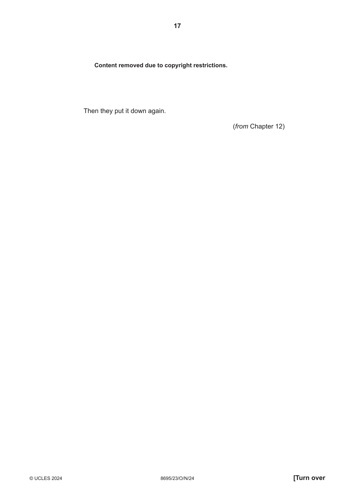 Cambridge A Level English - Language and Literature (AS Level only, from 2016) 8695 2024 Oct/Nov Paper 2 · Variant 3 question paper, page 17 of 24