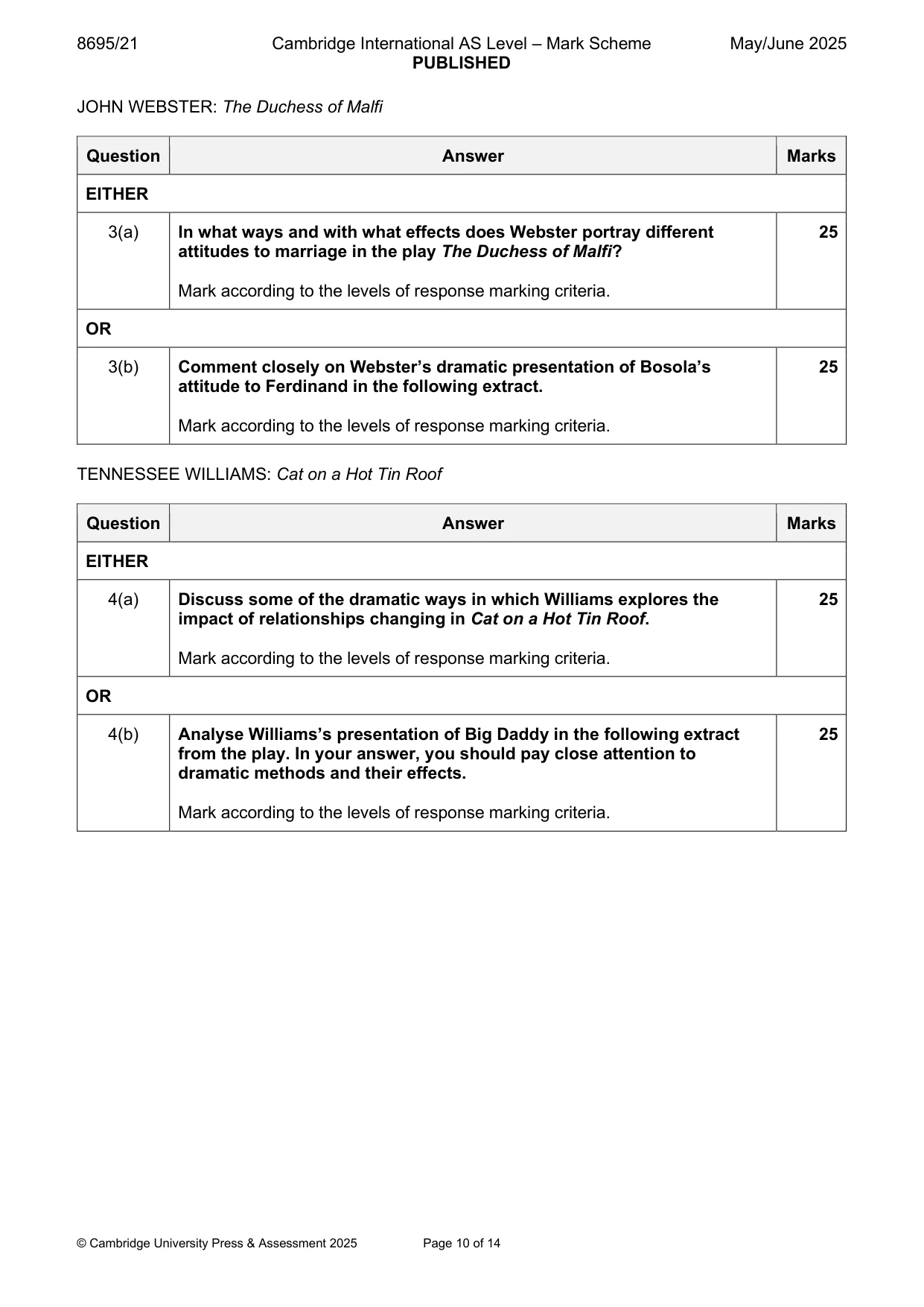 Mark scheme, page 10 of 14
