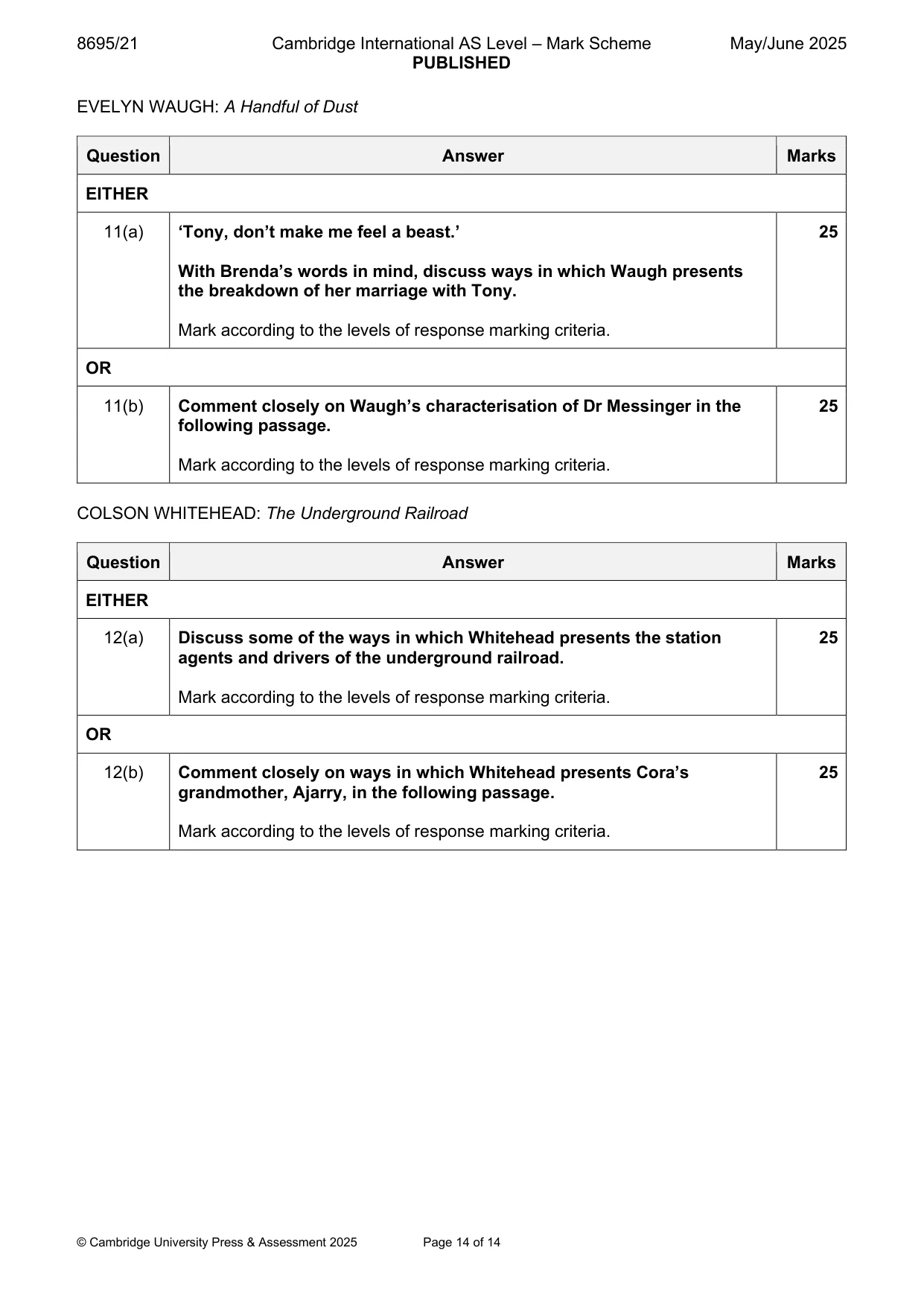 Mark scheme, page 14 of 14