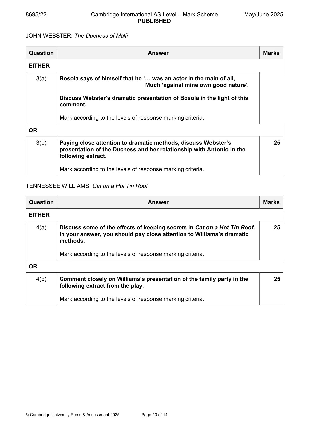 Mark scheme, page 10 of 14