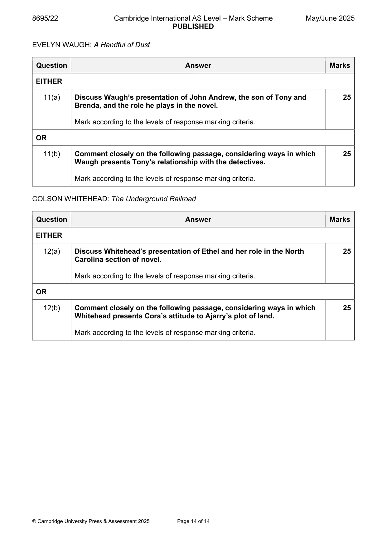 Mark scheme, page 14 of 14