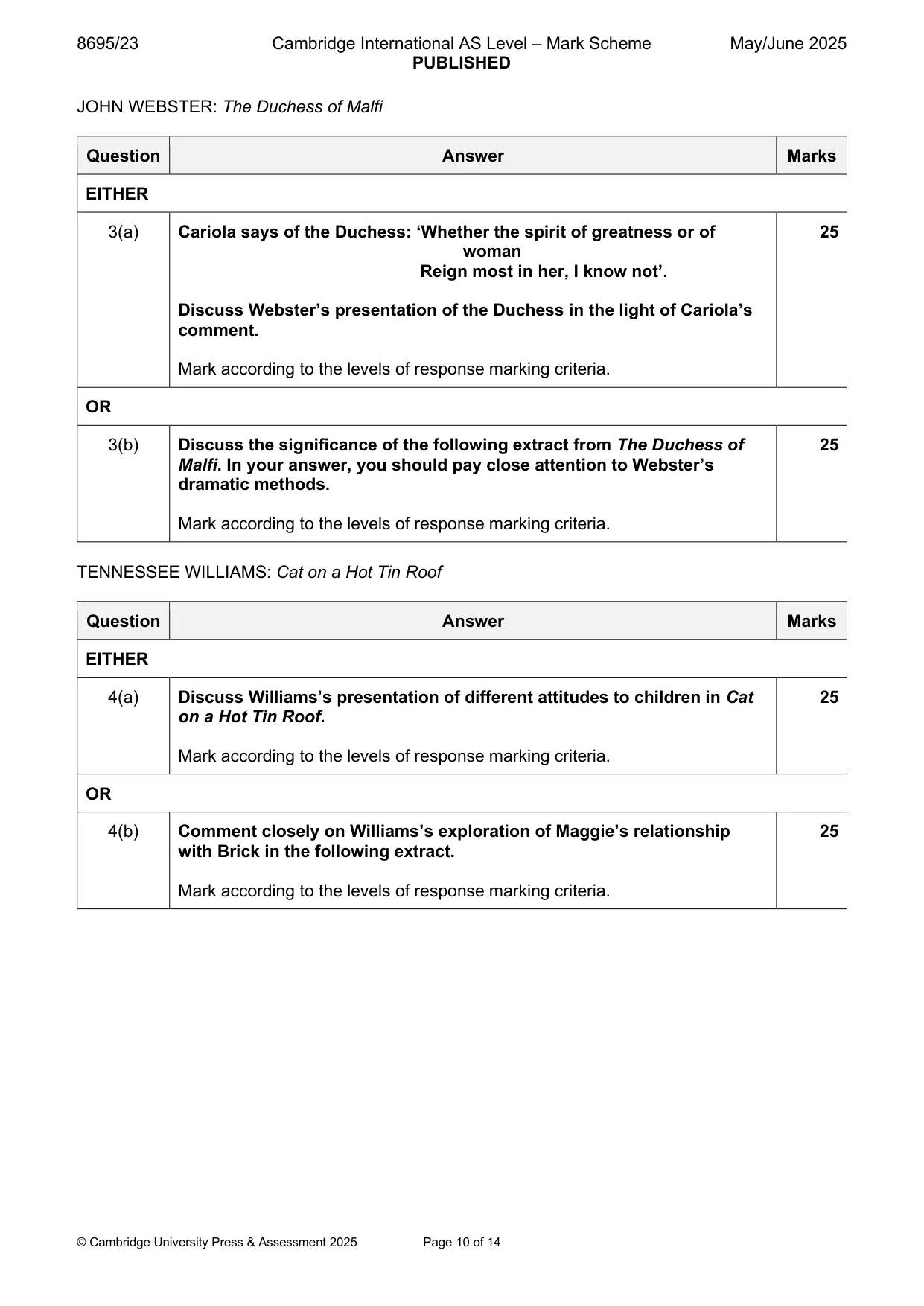 Mark scheme, page 10 of 14