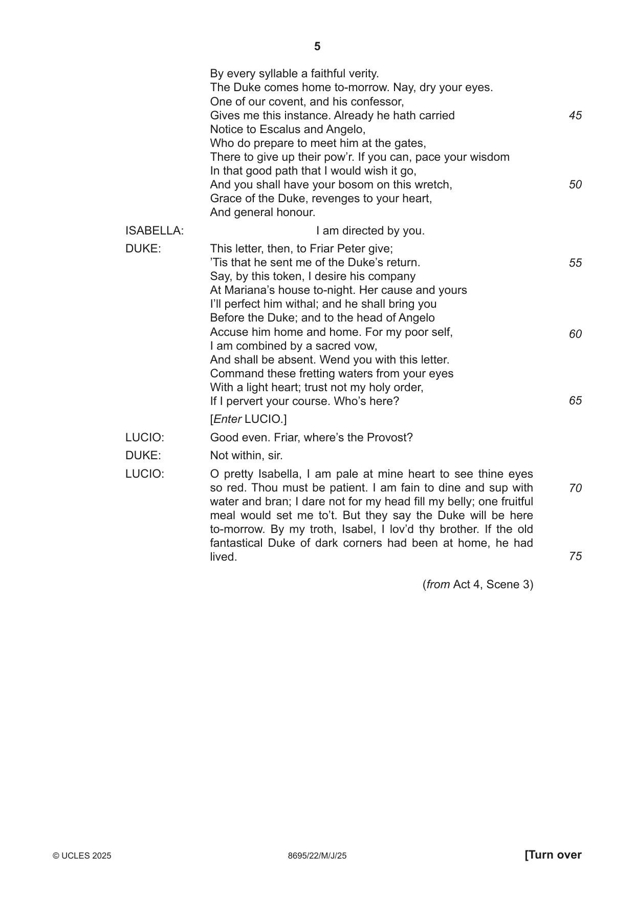 Cambridge A Level English - Language and Literature (AS Level only, from 2016) 8695 2025 May/June Paper 2 · Variant 2 question paper, page 5 of 20