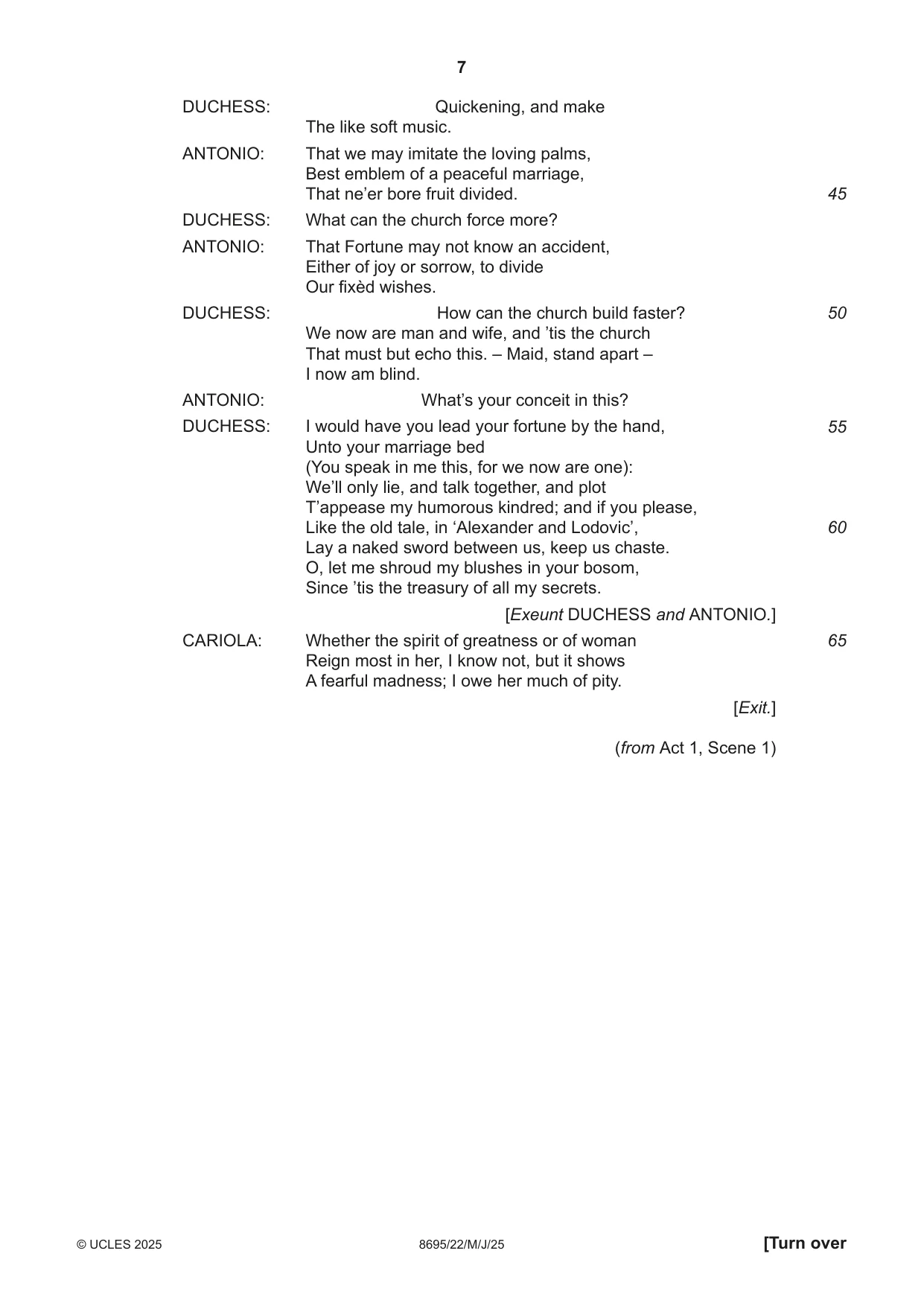 Cambridge A Level English - Language and Literature (AS Level only, from 2016) 8695 2025 May/June Paper 2 · Variant 2 question paper, page 7 of 20