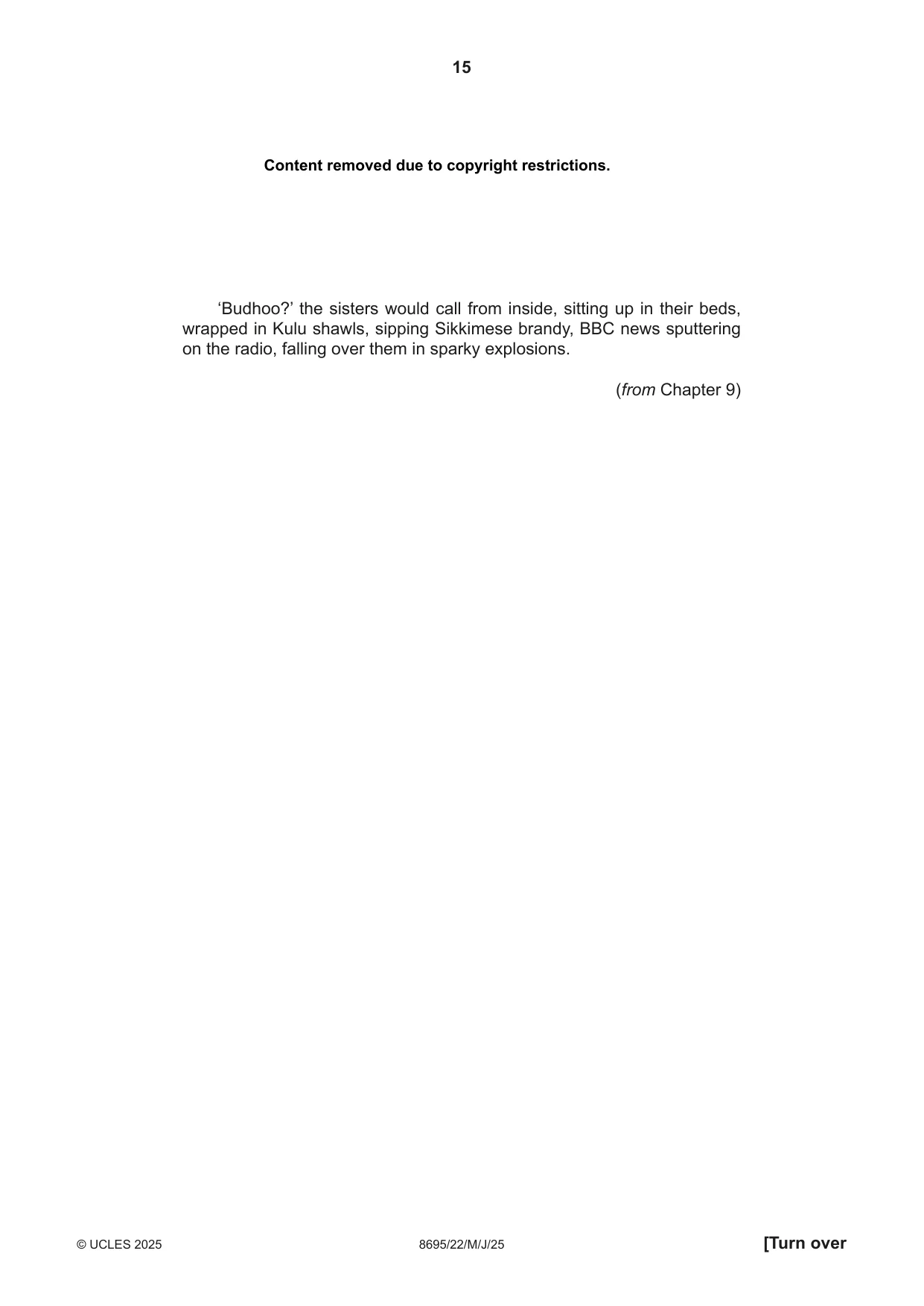 Cambridge A Level English - Language and Literature (AS Level only, from 2016) 8695 2025 May/June Paper 2 · Variant 2 question paper, page 15 of 20