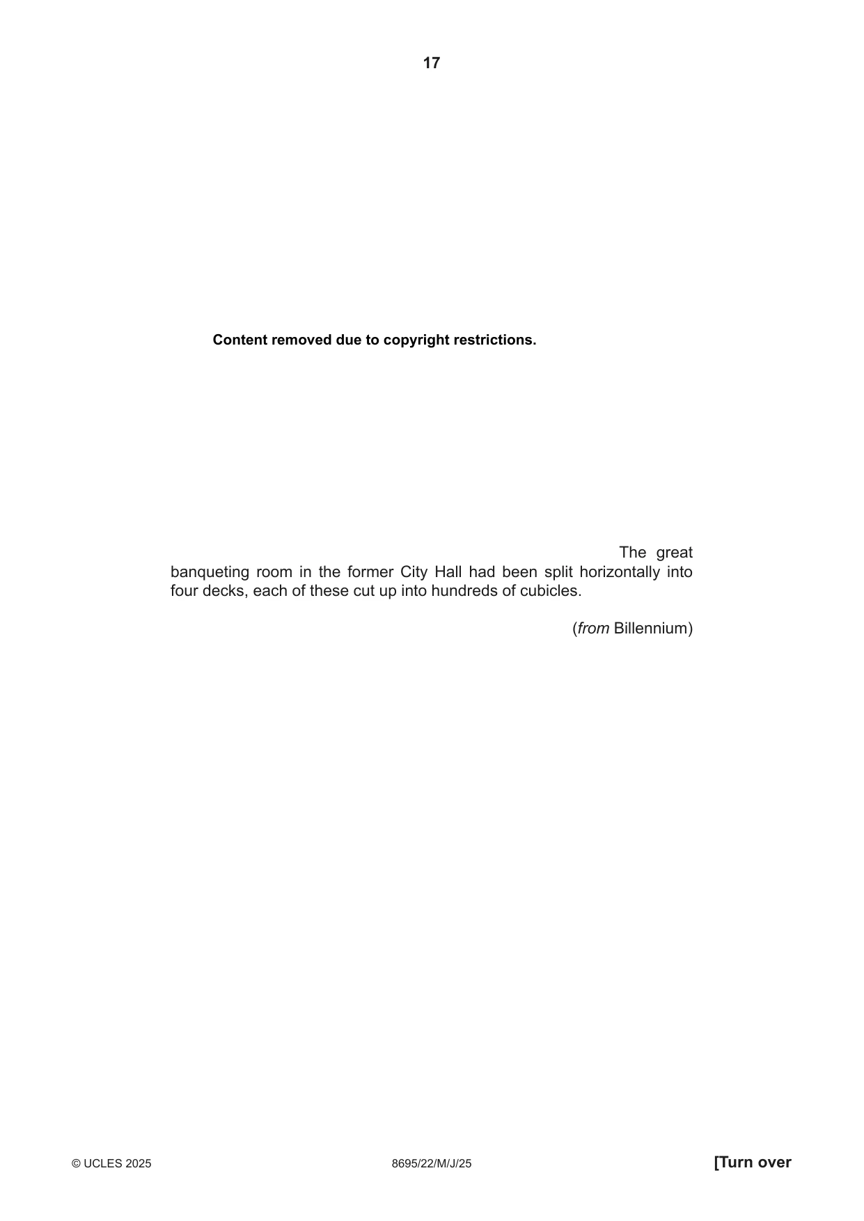 Cambridge A Level English - Language and Literature (AS Level only, from 2016) 8695 2025 May/June Paper 2 · Variant 2 question paper, page 17 of 20