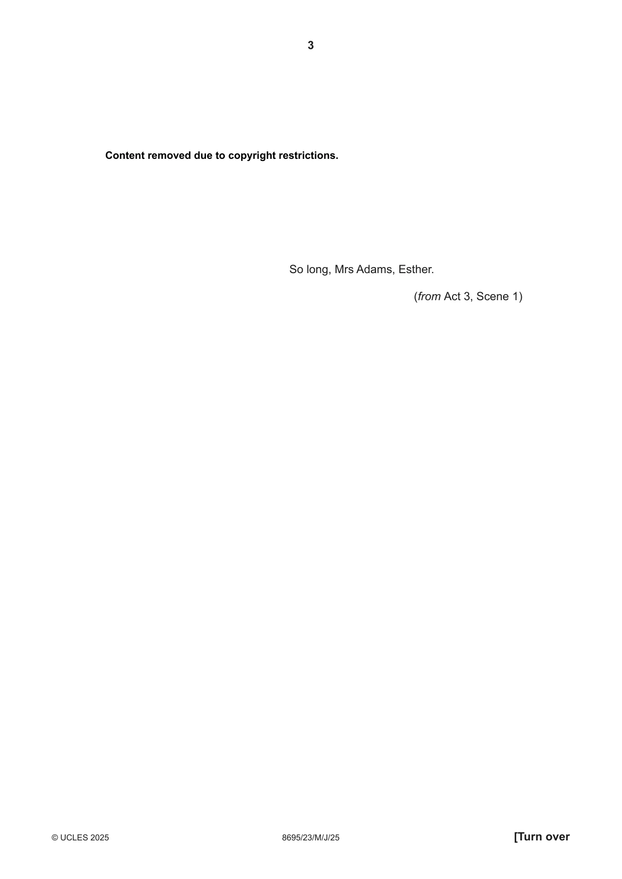 Cambridge A Level English - Language and Literature (AS Level only, from 2016) 8695 2025 May/June Paper 2 · Variant 3 question paper, page 3 of 20