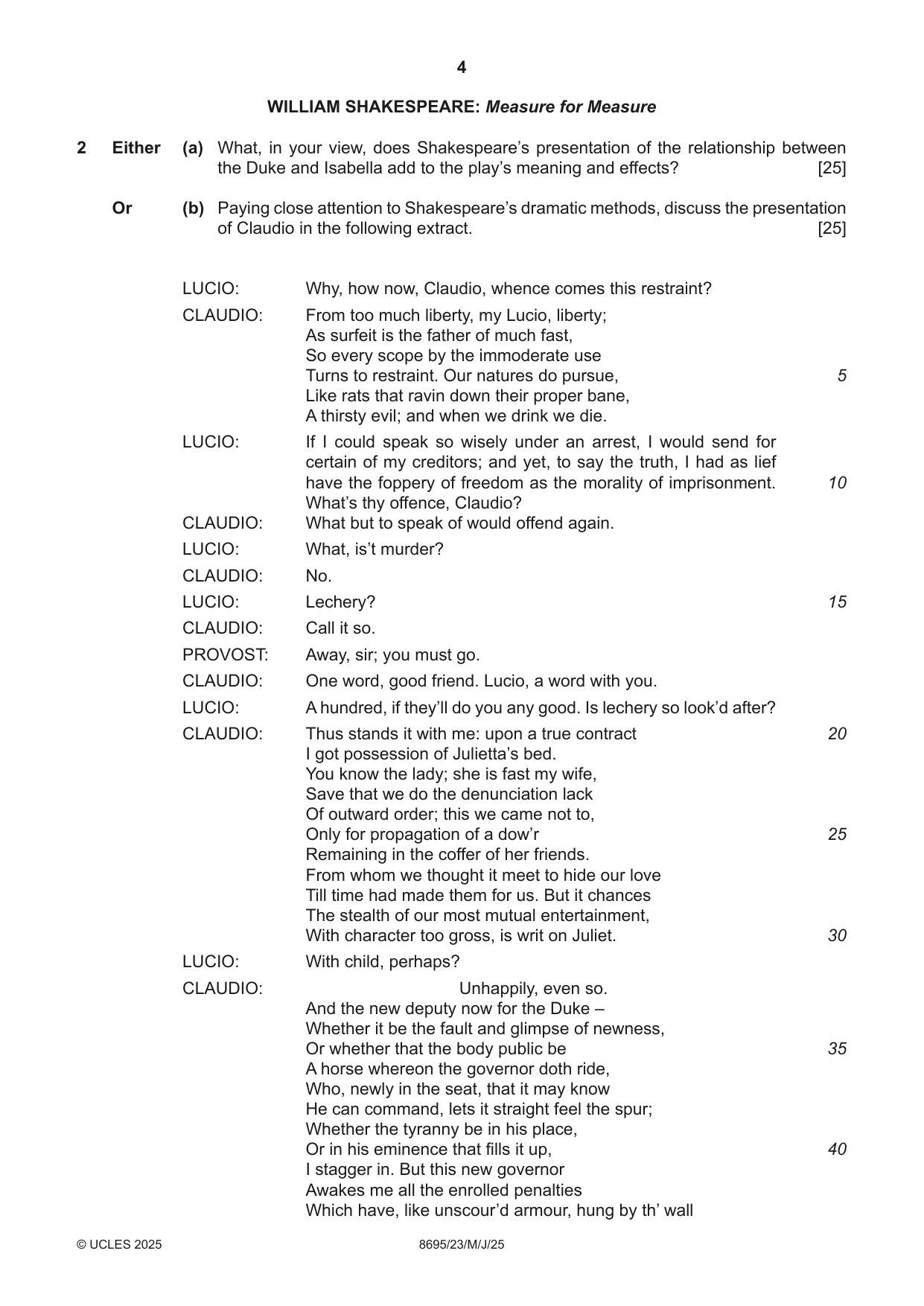 Cambridge A Level English - Language and Literature (AS Level only, from 2016) 8695 2025 May/June Paper 2 · Variant 3 question paper, page 4 of 20