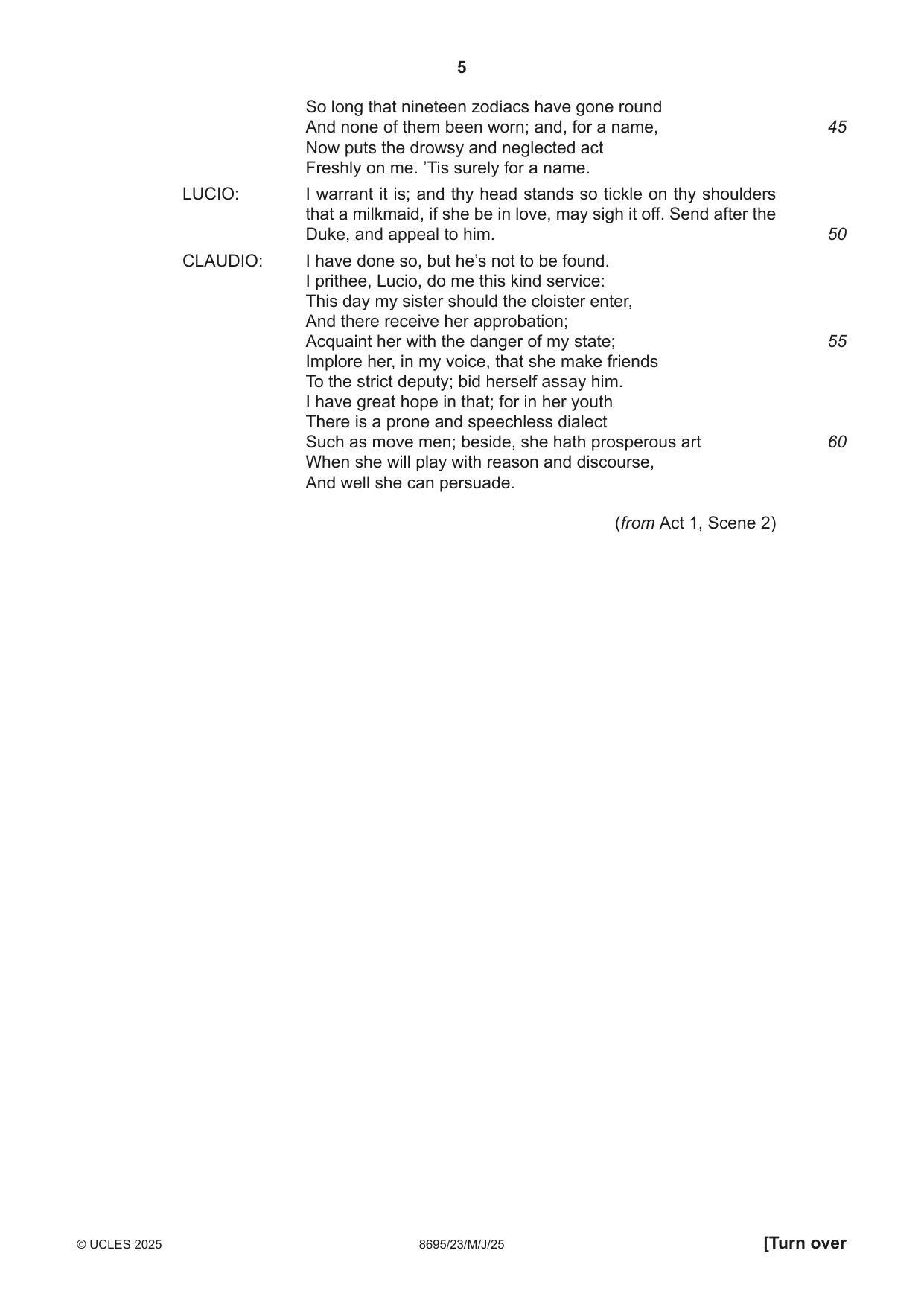 Cambridge A Level English - Language and Literature (AS Level only, from 2016) 8695 2025 May/June Paper 2 · Variant 3 question paper, page 5 of 20