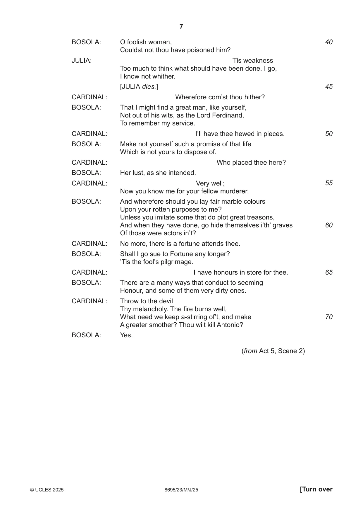 Cambridge A Level English - Language and Literature (AS Level only, from 2016) 8695 2025 May/June Paper 2 · Variant 3 question paper, page 7 of 20