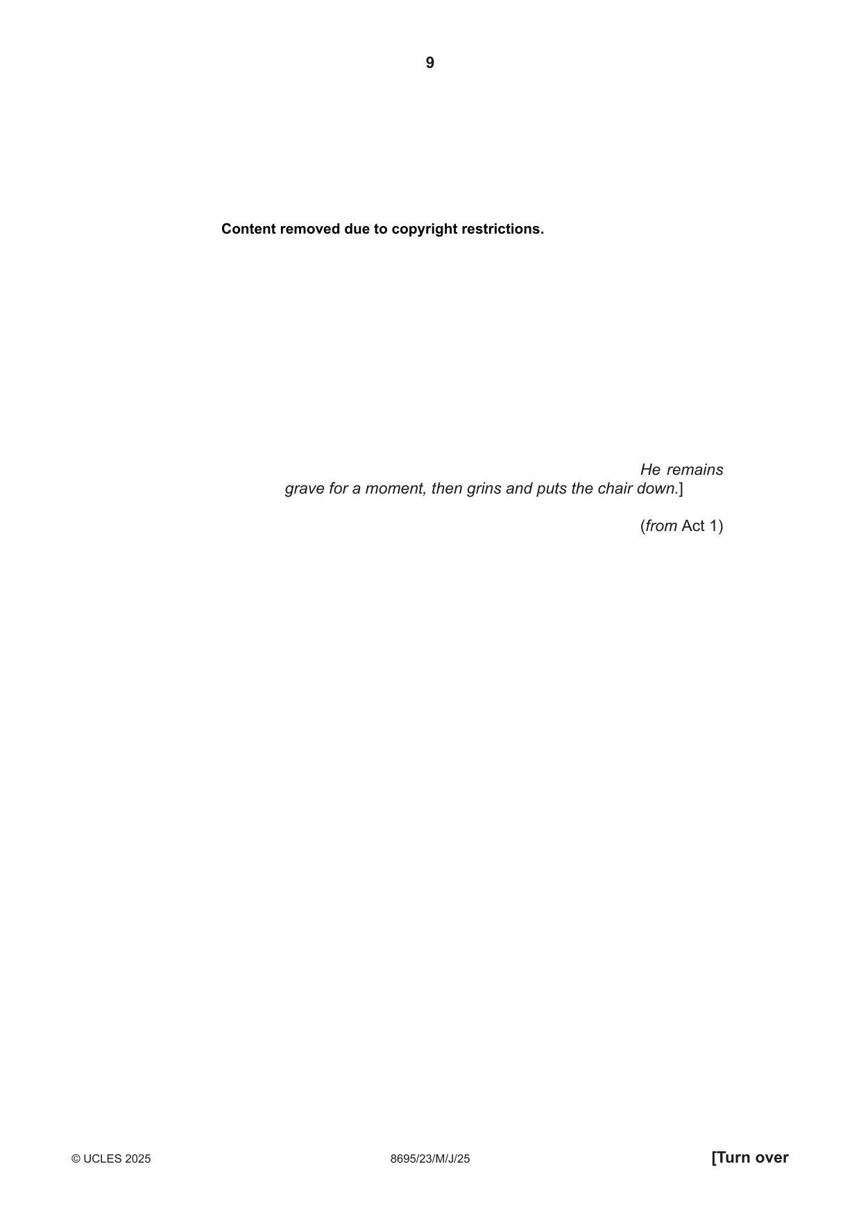 Cambridge A Level English - Language and Literature (AS Level only, from 2016) 8695 2025 May/June Paper 2 · Variant 3 question paper, page 9 of 20