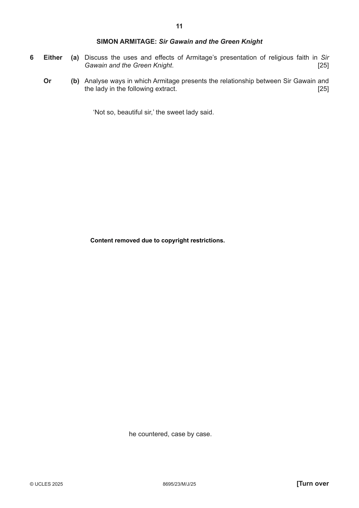 Cambridge A Level English - Language and Literature (AS Level only, from 2016) 8695 2025 May/June Paper 2 · Variant 3 question paper, page 11 of 20