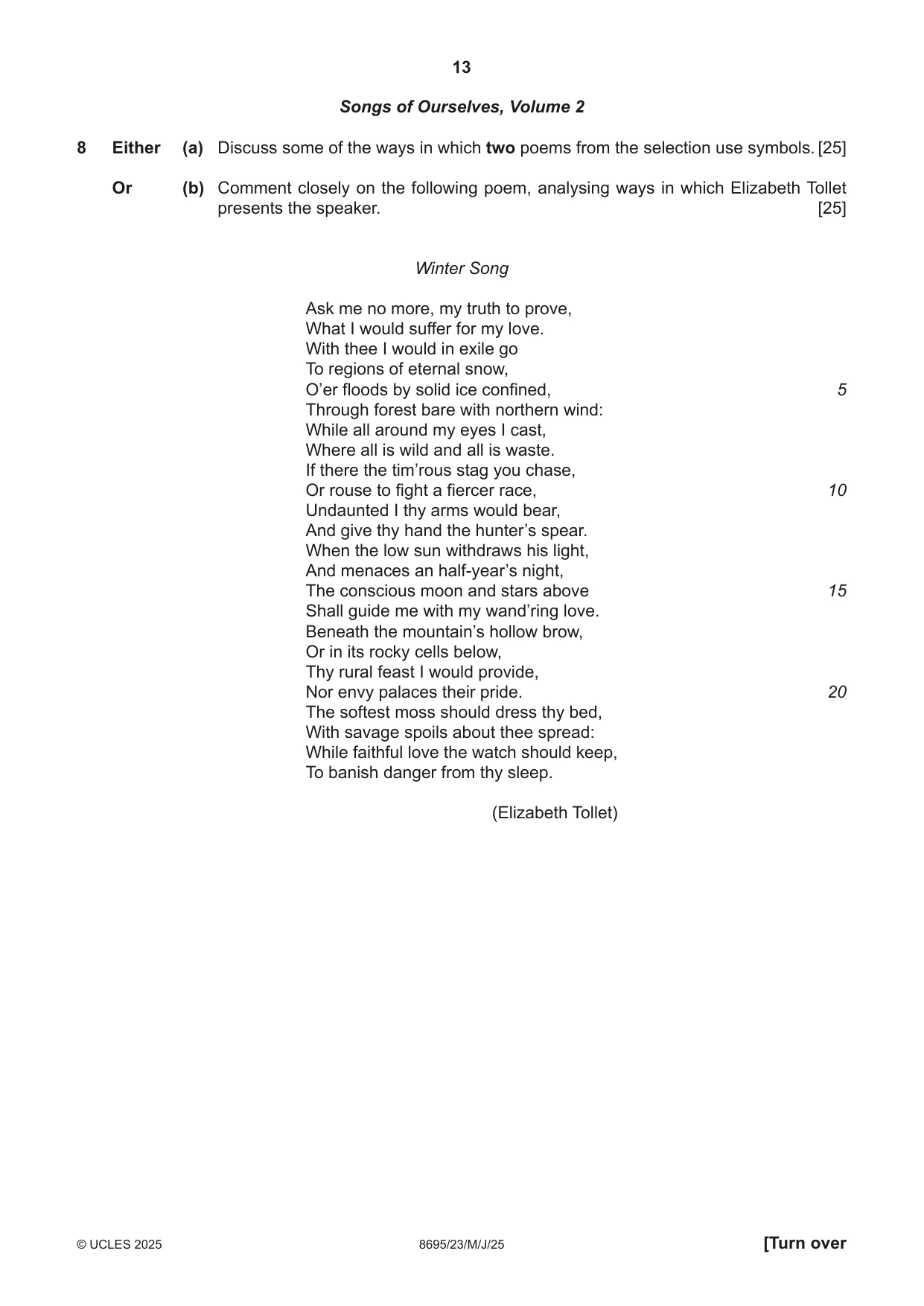 Cambridge A Level English - Language and Literature (AS Level only, from 2016) 8695 2025 May/June Paper 2 · Variant 3 question paper, page 13 of 20