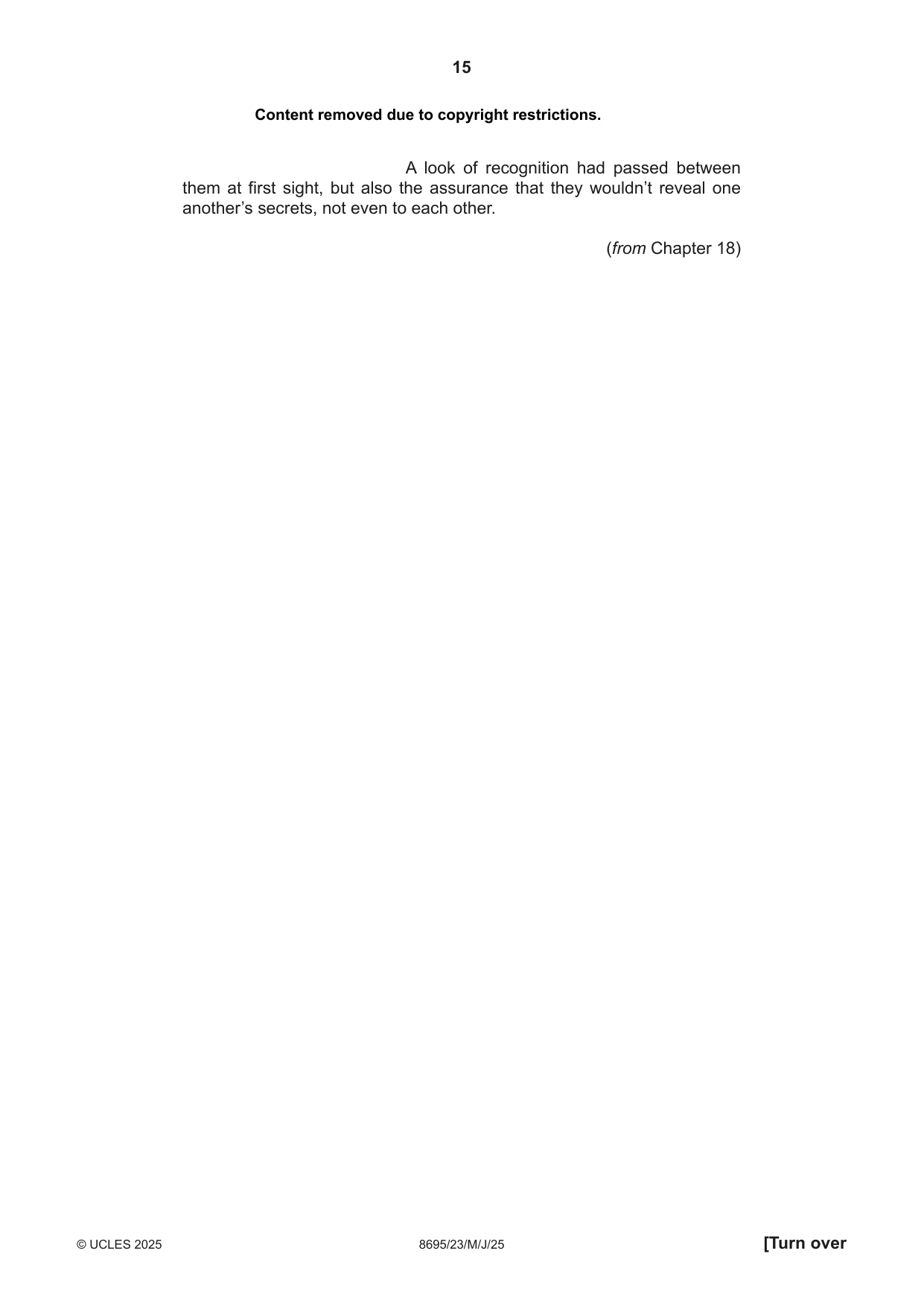 Cambridge A Level English - Language and Literature (AS Level only, from 2016) 8695 2025 May/June Paper 2 · Variant 3 question paper, page 15 of 20