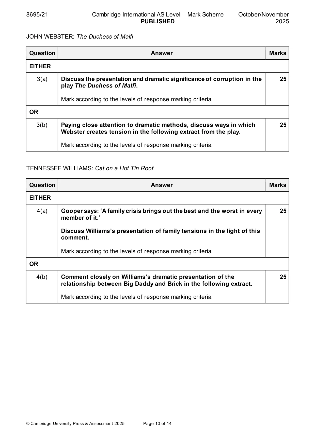 Mark scheme, page 10 of 14