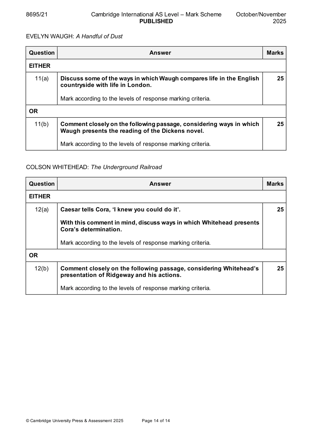 Mark scheme, page 14 of 14