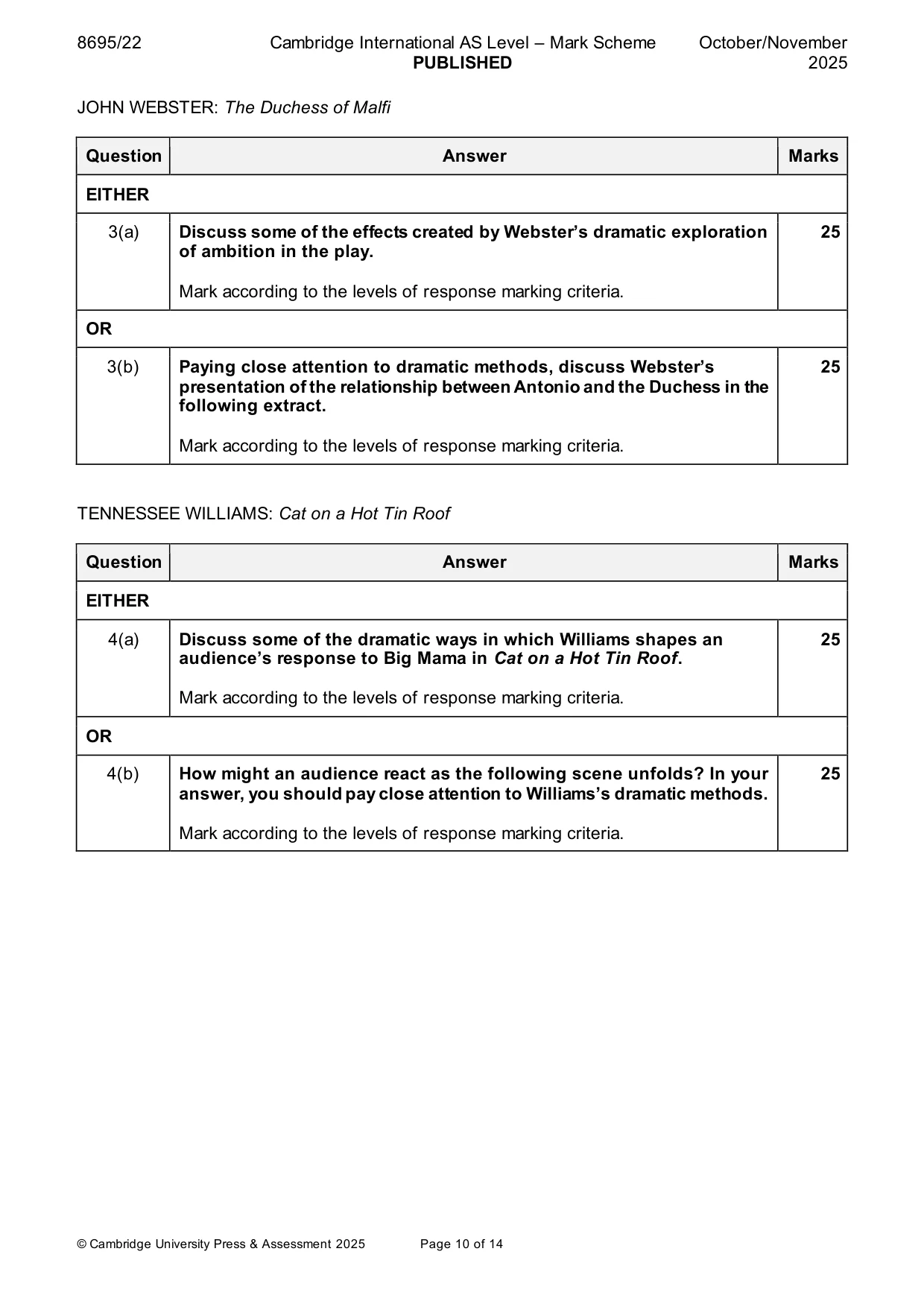 Mark scheme, page 10 of 14